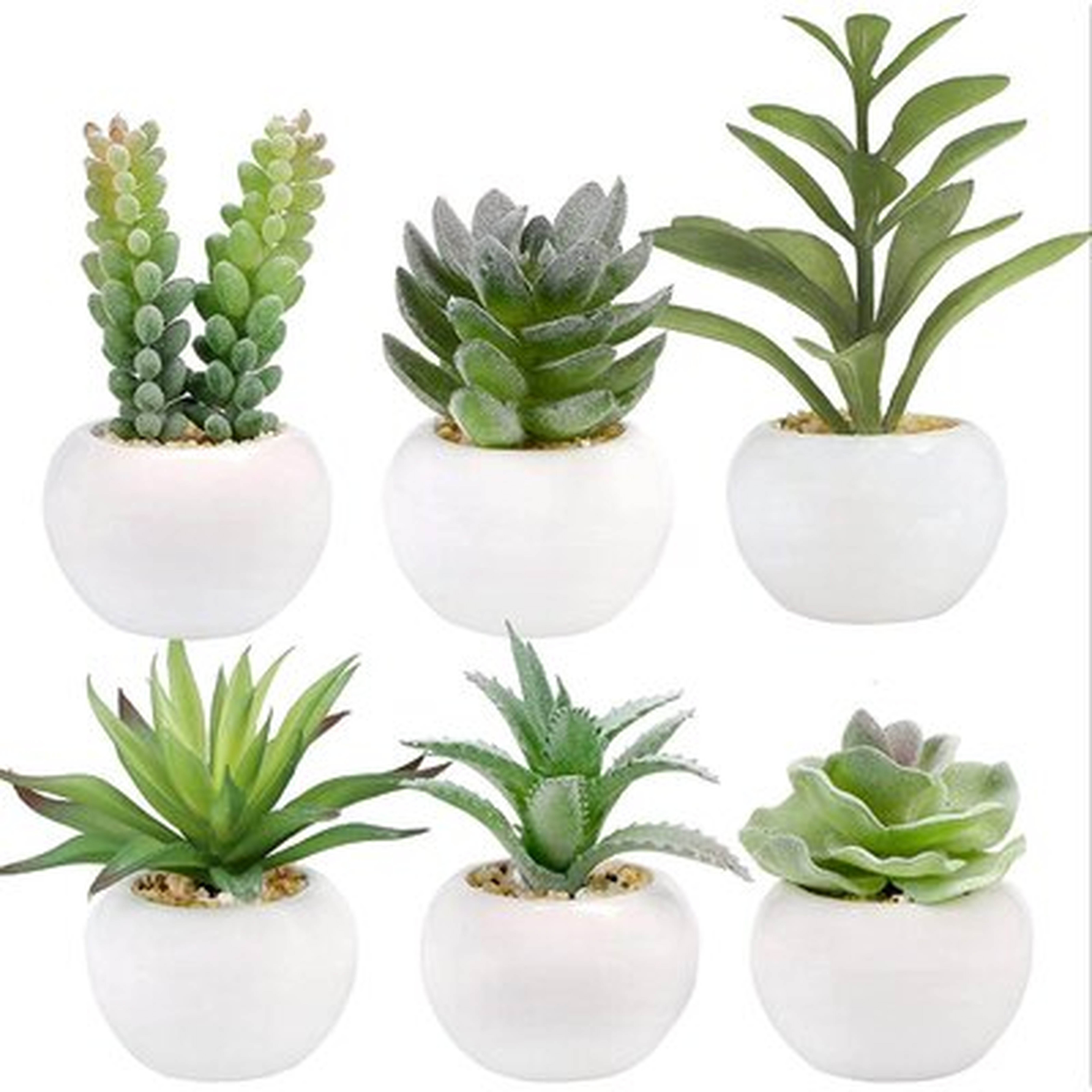 Set Of 6 Succulents Plants Artificial In Mini White Ceramic Pots,Small Fake Succulents Plants,Faux Indoor Succulent Plants For Windowsills,Bedroom,Desk,Bathroom,Office,Home Decoration - Wayfair