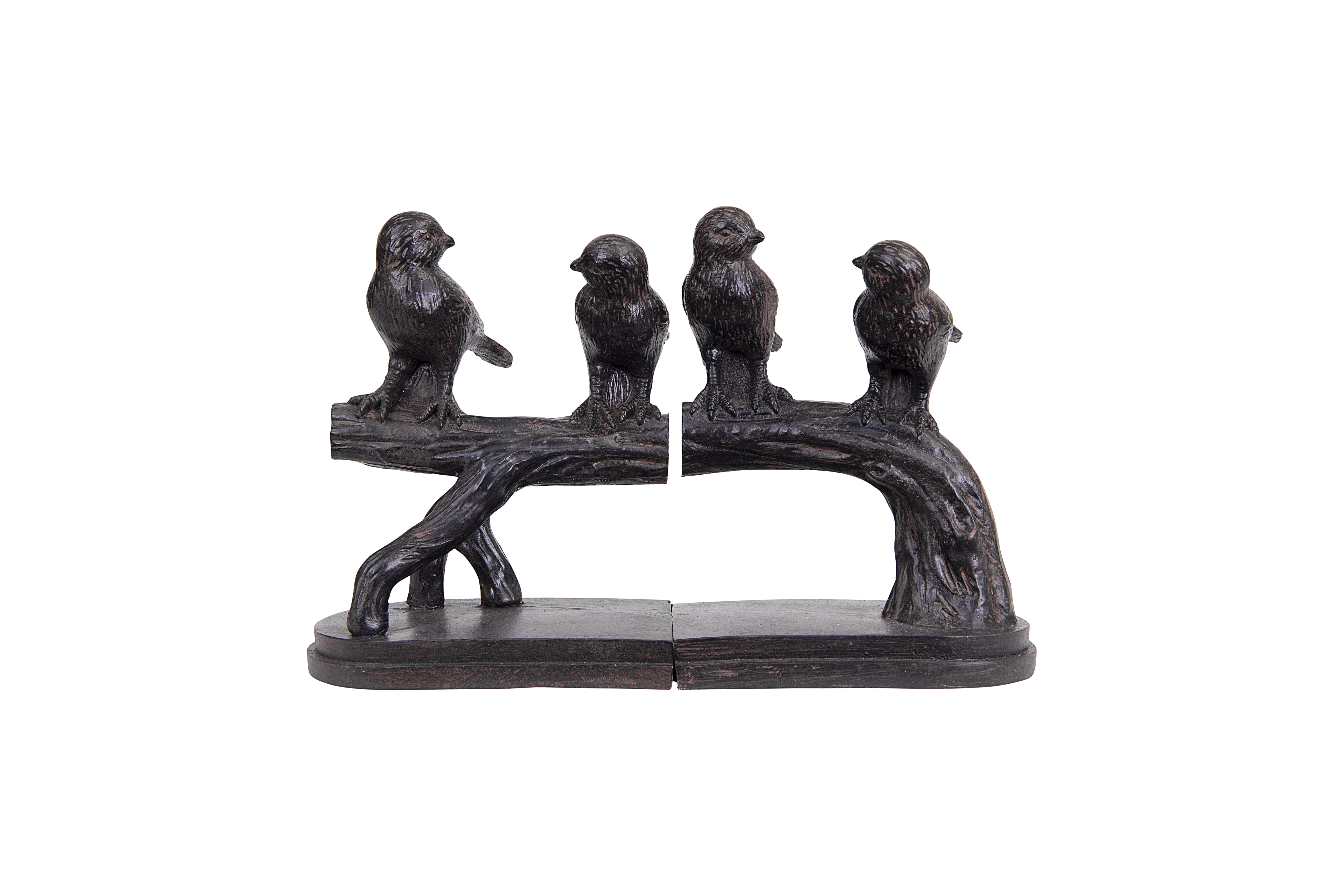 Resin Birds on a Branch Shaped Bookends (Set of 2 Pieces) - Nomad Home