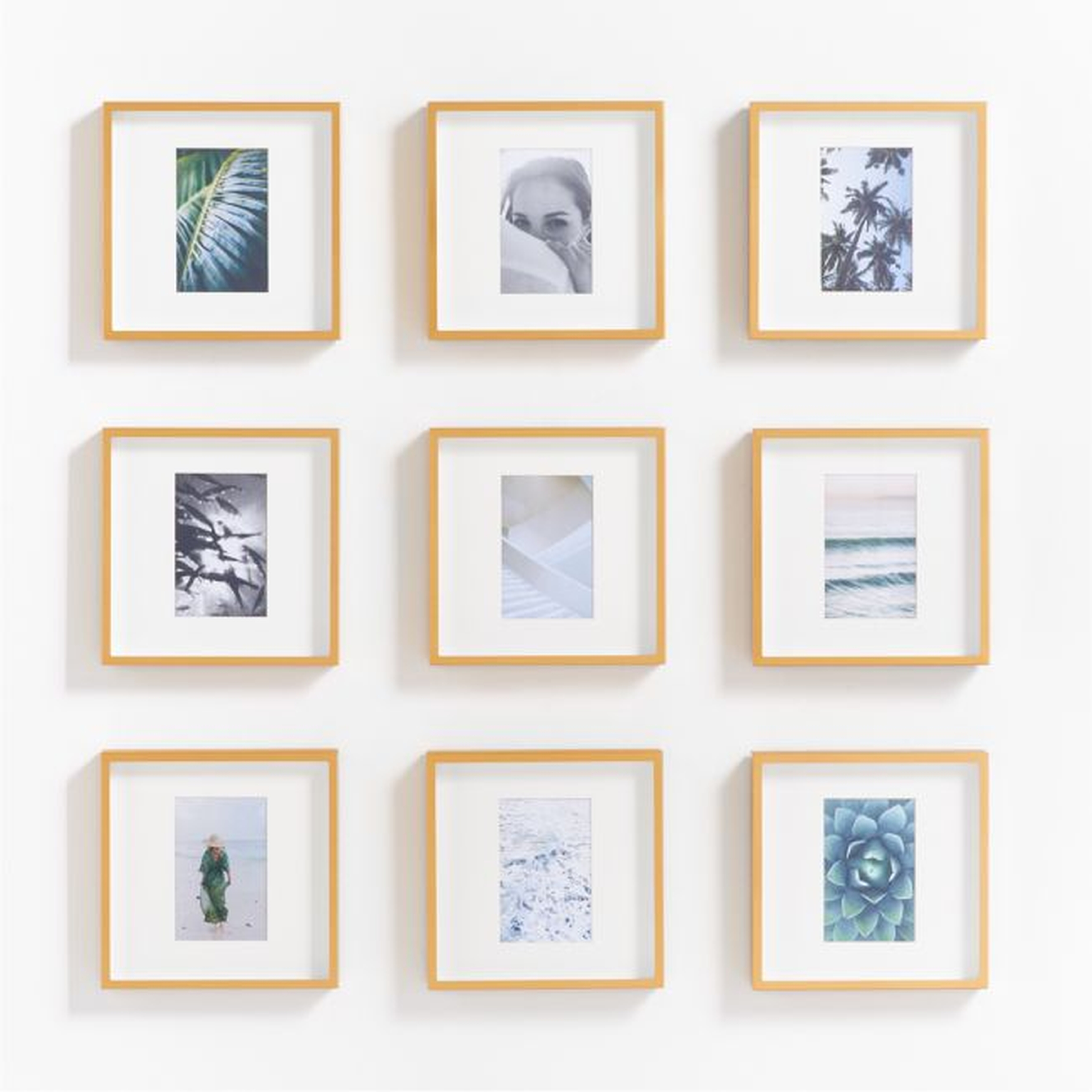 9-Piece Brushed Brass 4x6 Gallery Wall Frame Set - Crate and Barrel