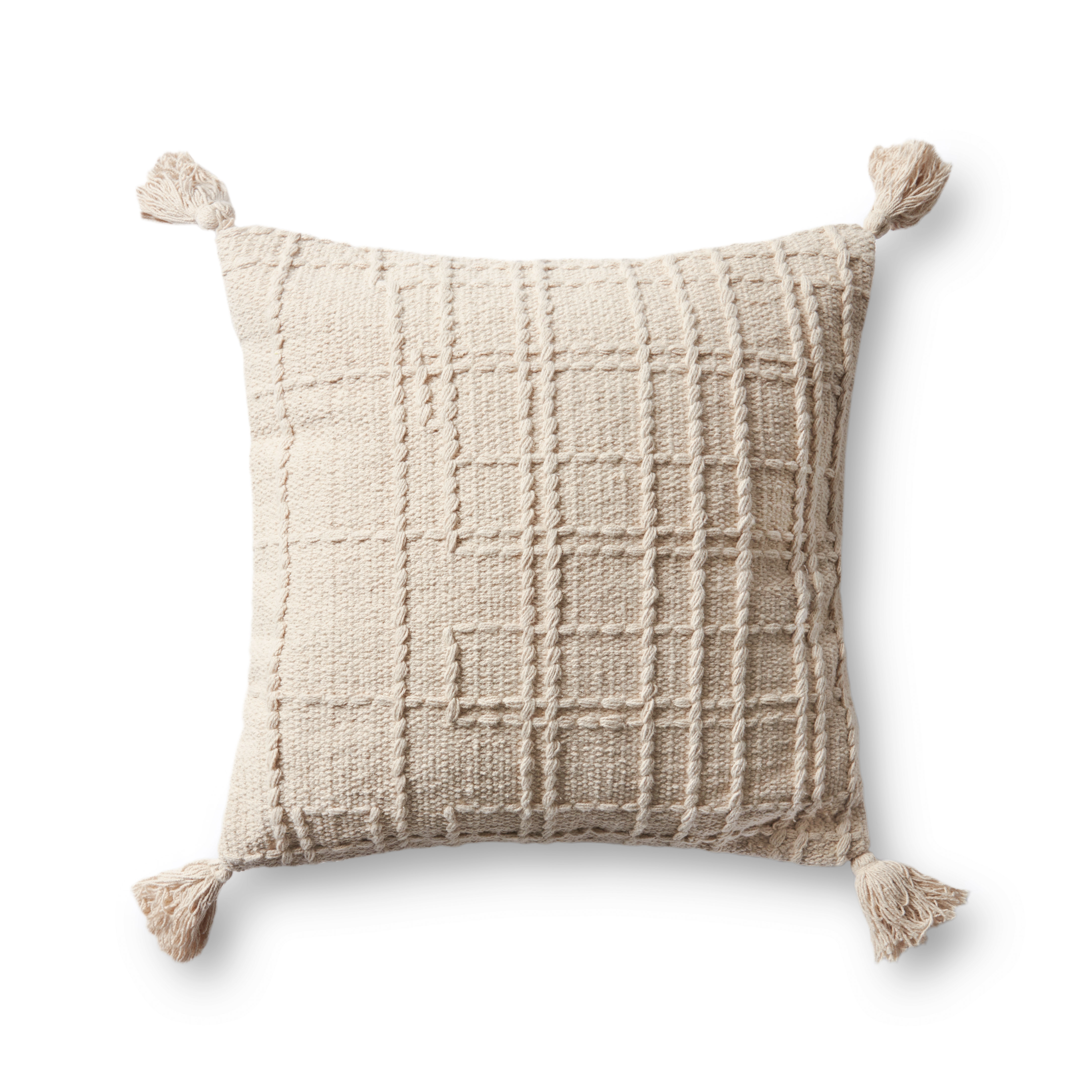 PILLOWS PMH0004 NATURAL 18" x 18" Cover w/Down - Magnolia Home by Joana Gaines Crafted by Loloi Rugs