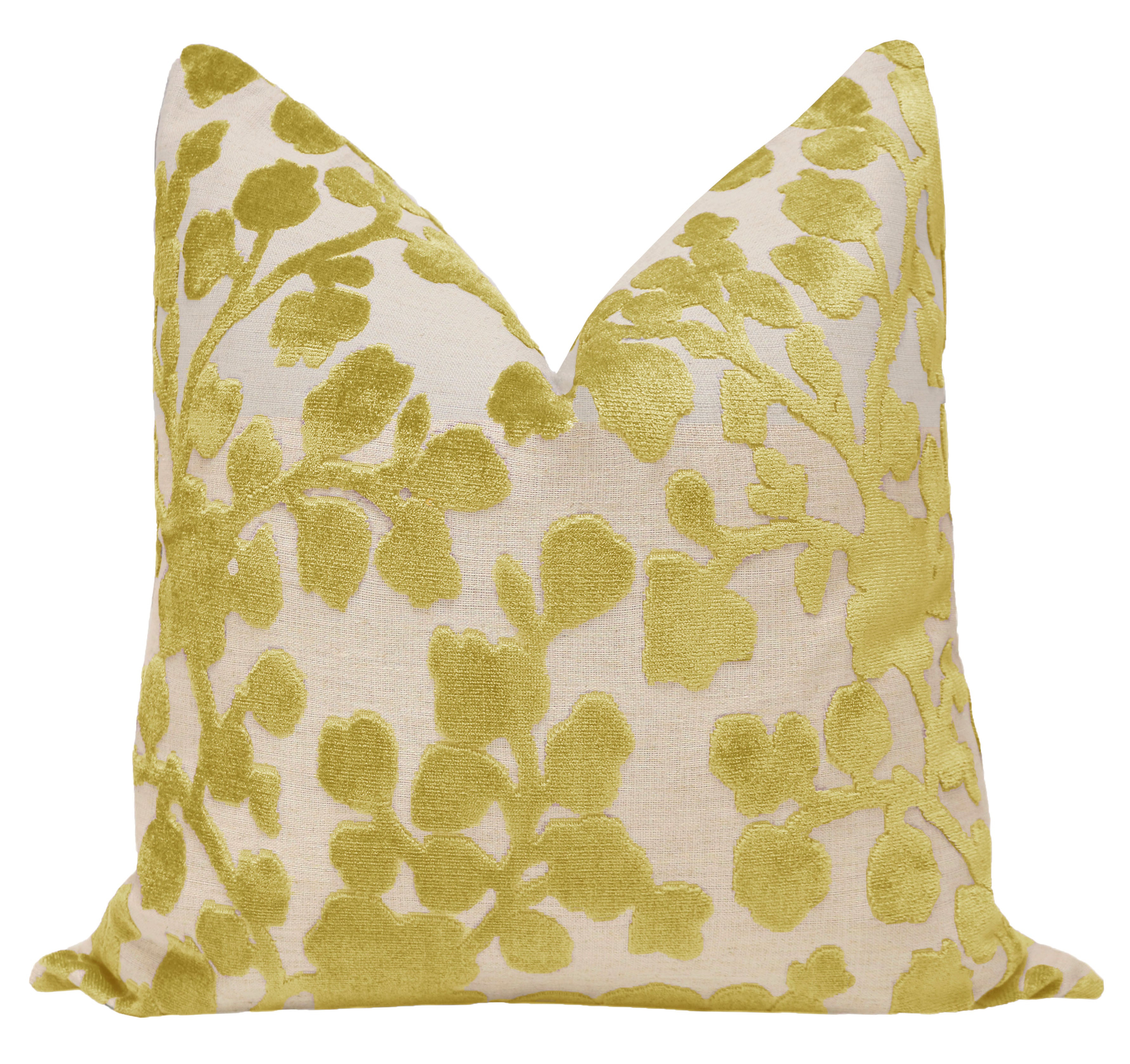 BLOSSOM CUT VELVET // CHARTREUSE - 20" X 20" - Little Design Company