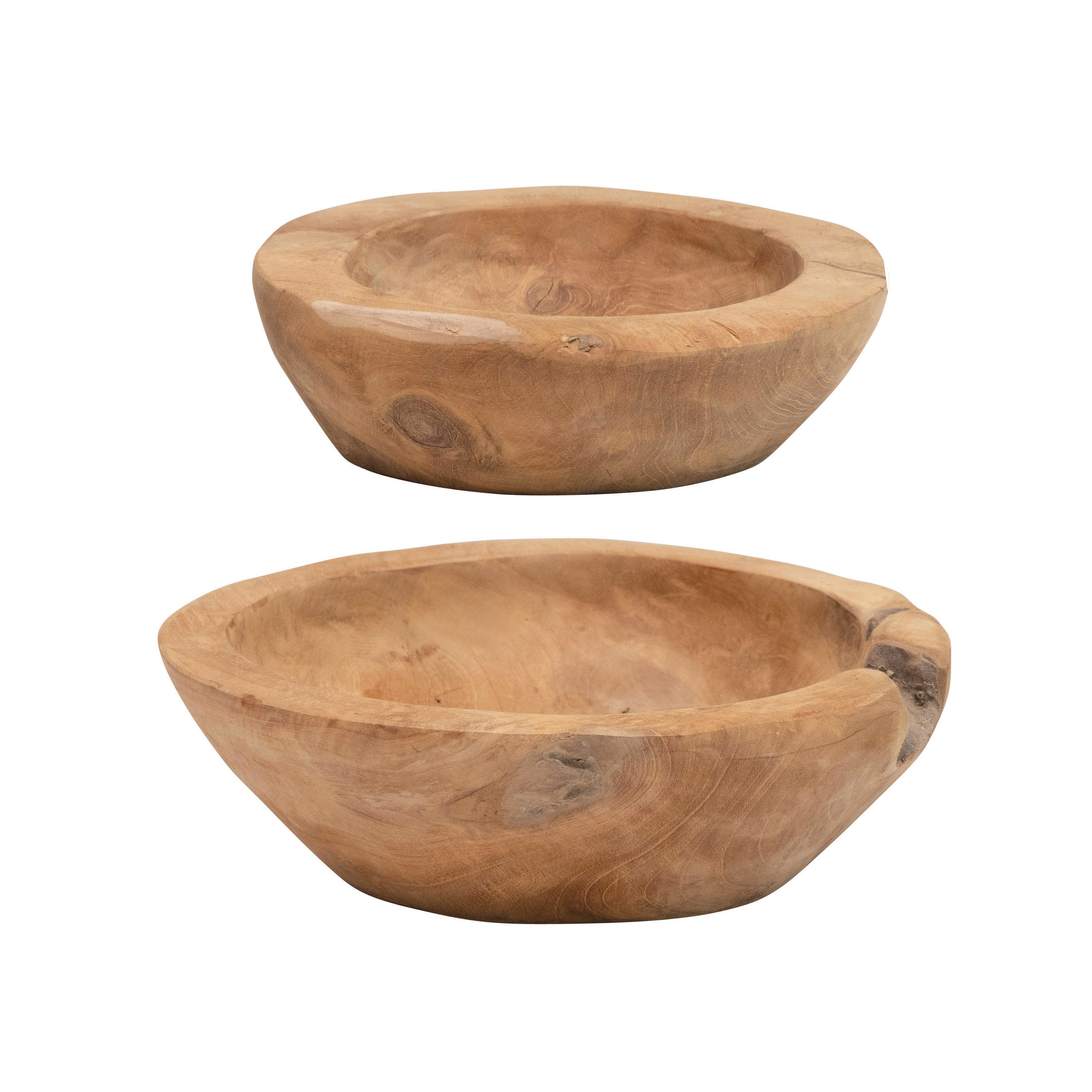 Teakwood Bowls, Set of 2 (Each One Will Vary) - Creative Co-Op