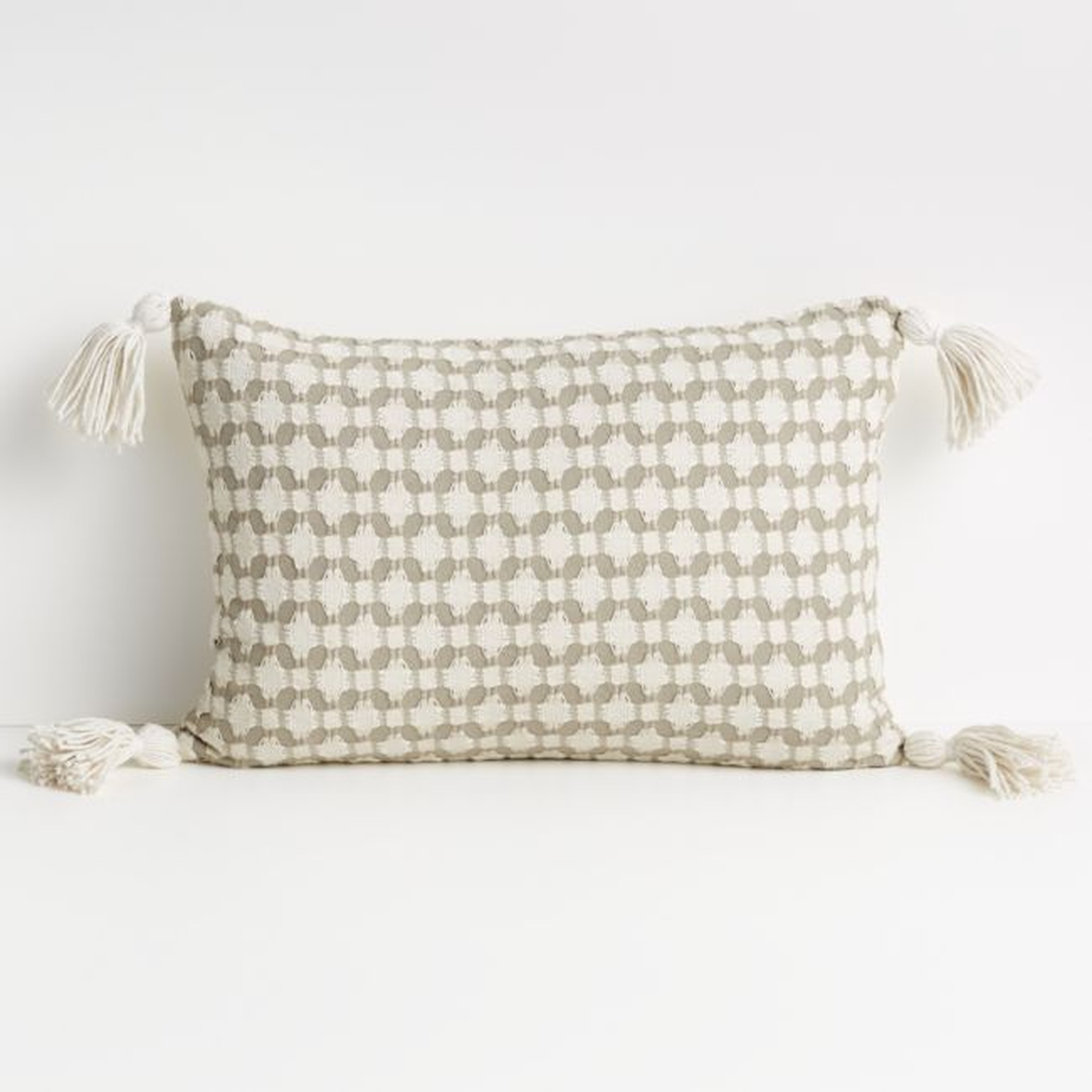Tahona Textured Pillow with Feather-Down Insert, White Swan, 18" x 12" - Crate and Barrel