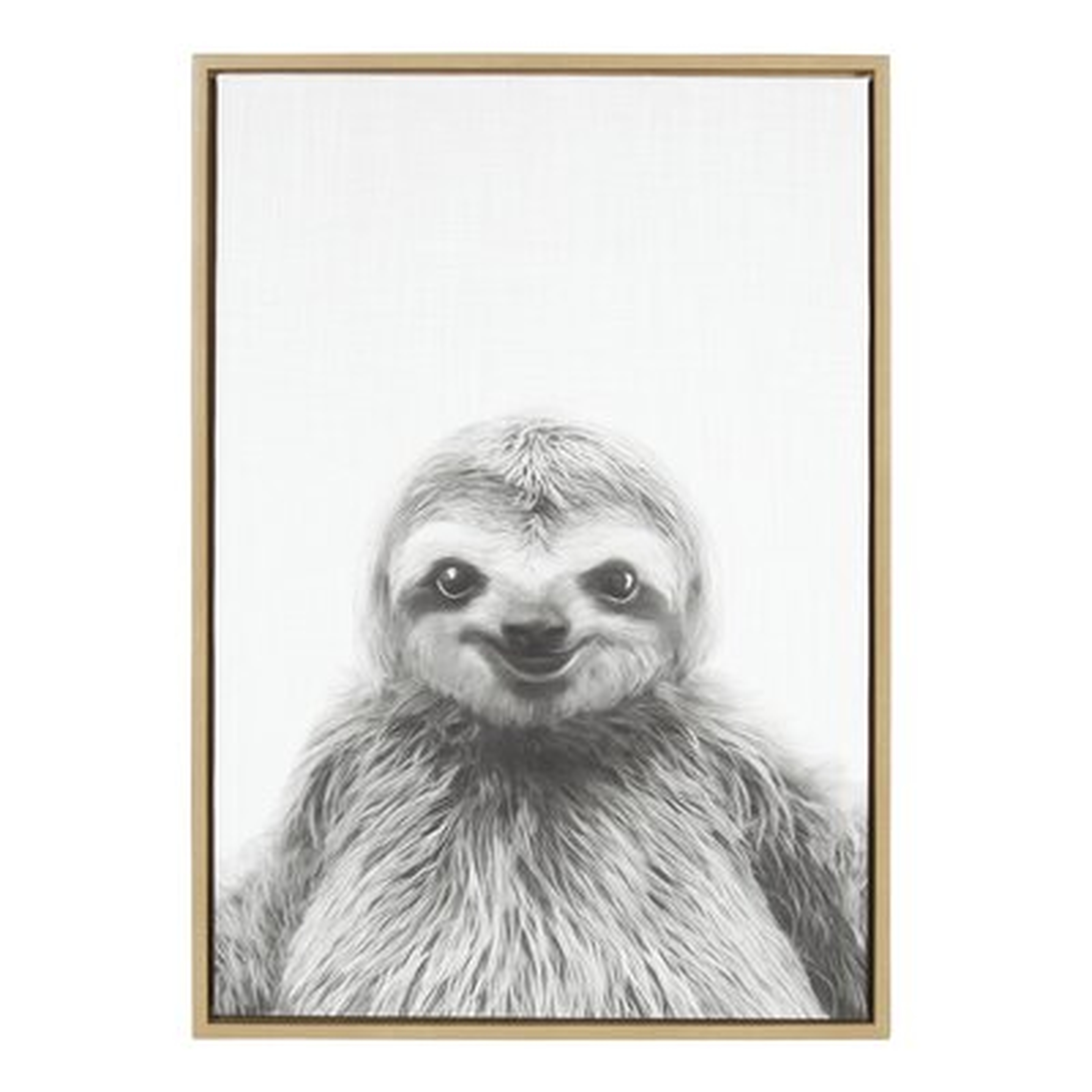 'Animal Print Sloth Portrait' Framed Photographic Print on Wrapped Canvas - Wayfair