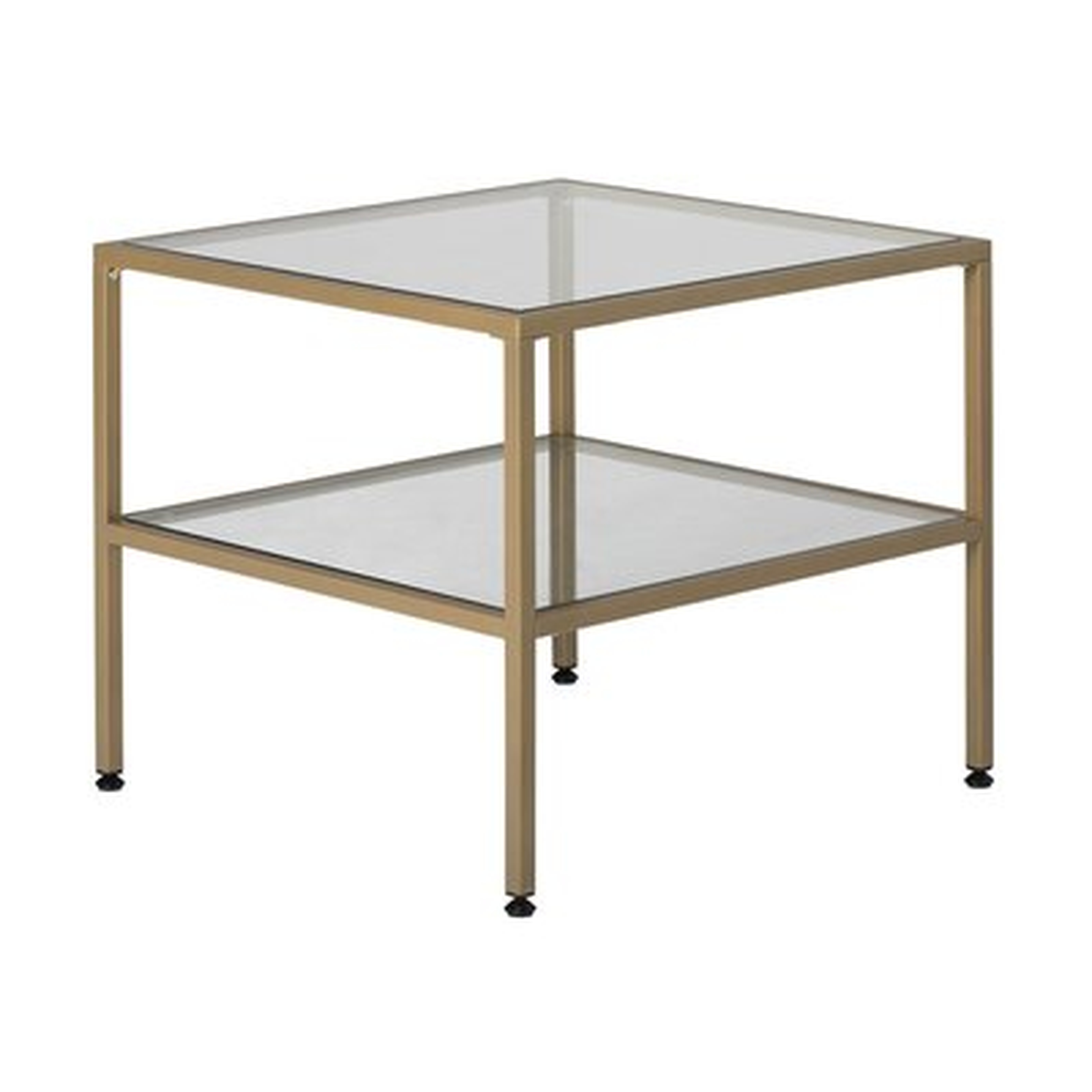 Camber 2-Tier Modern/Contemporary 25" Wide Rectangle End/Side Table Metal Frame And Tempered Glass - Gold - Wayfair