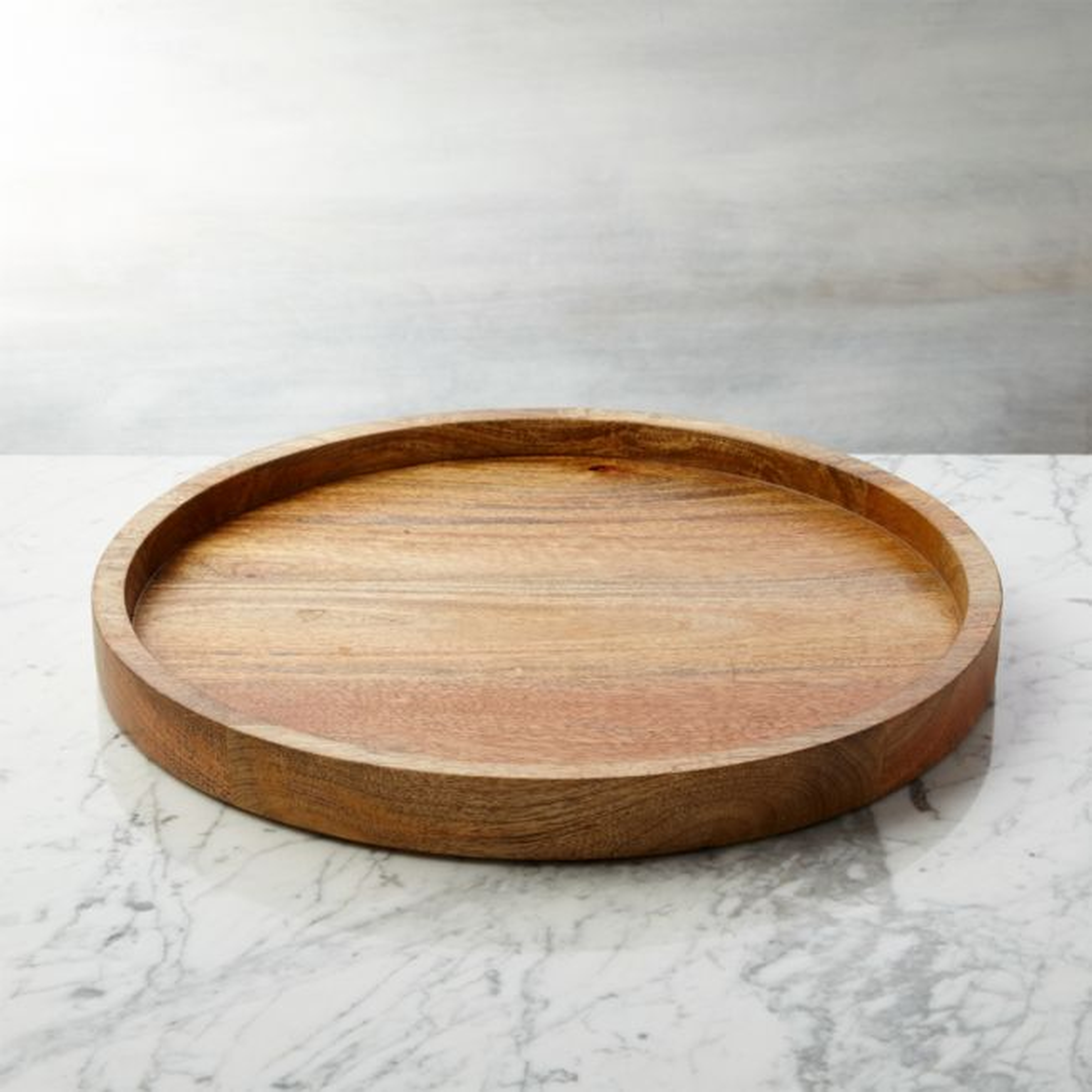 Ike Wooden Round Decorative Tray 15" - Crate and Barrel