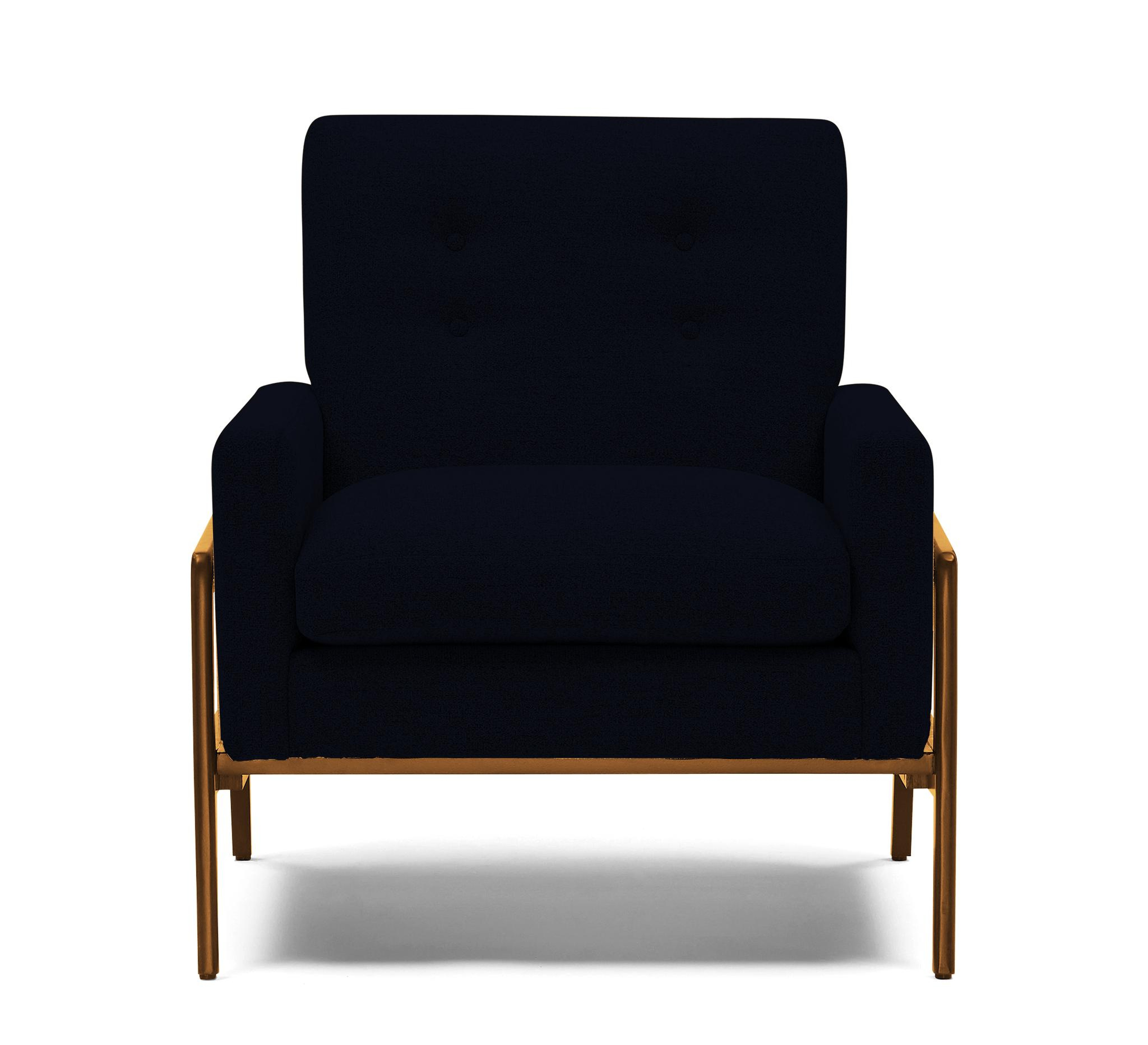 Blue Clyde Mid Century Modern Chair - Sunbrella Premier Indigo - Mocha - Joybird
