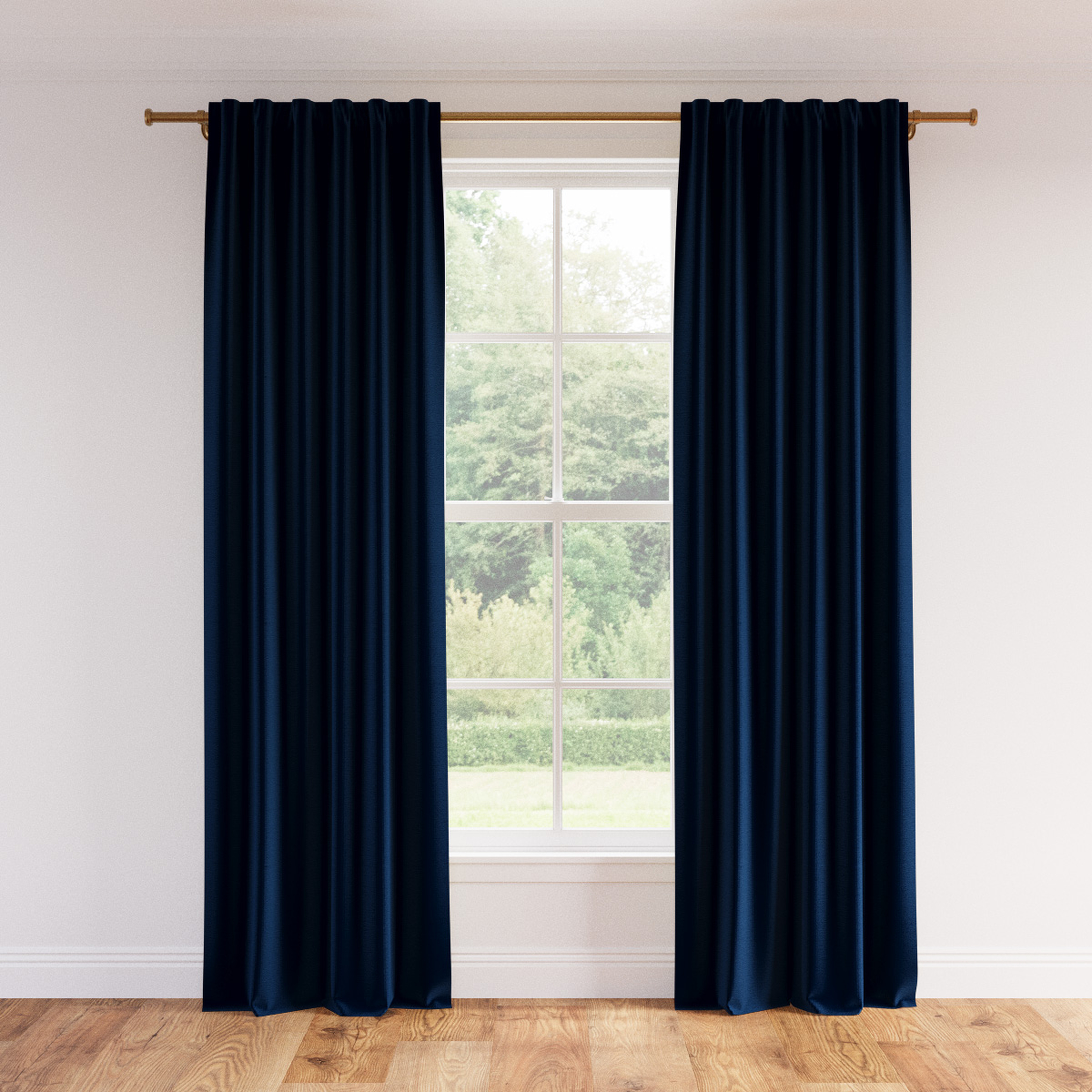 Velvet Curtain, Navy Performance Velvet, 50" x 108", Blackout - The Inside