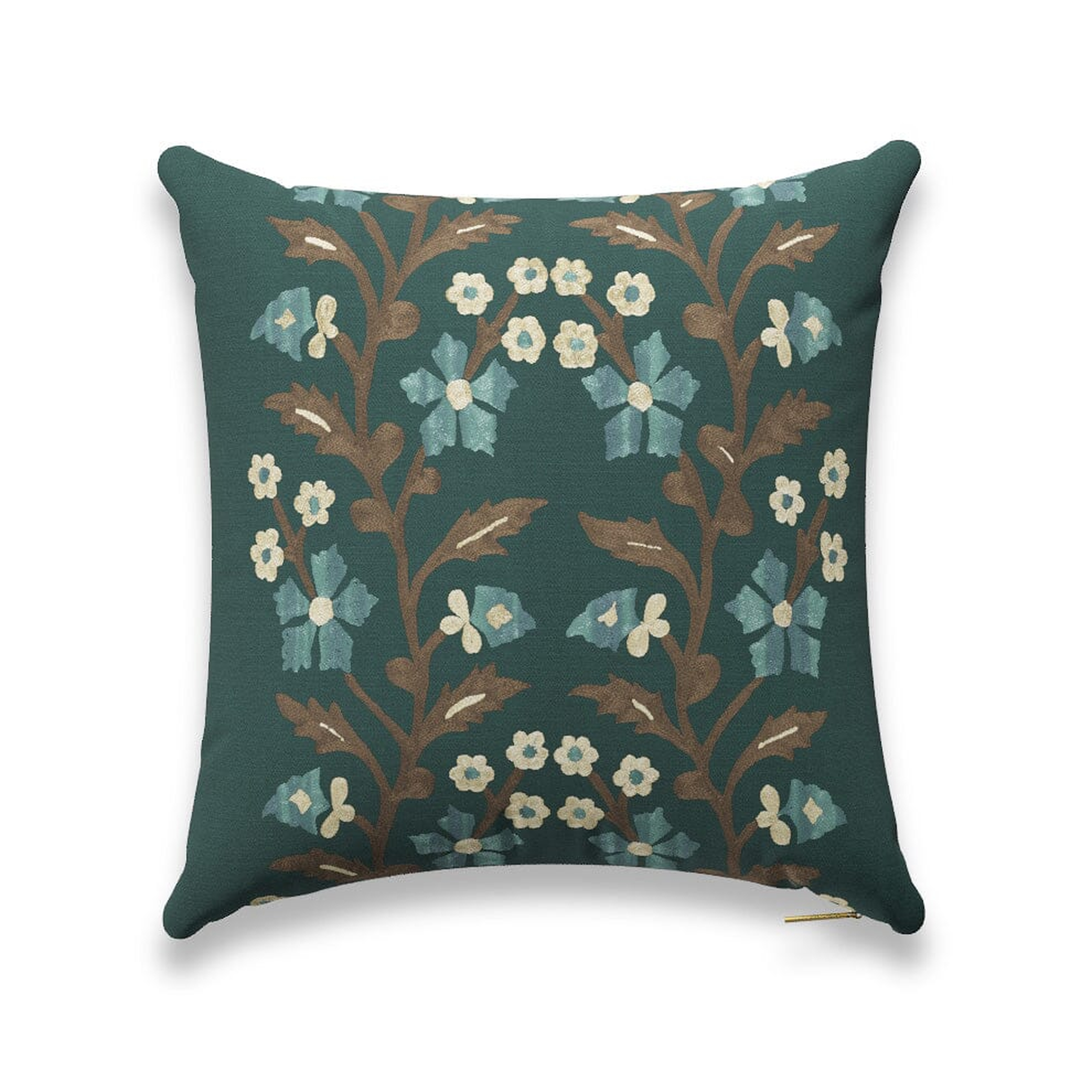 Spruce Tree of Life Suzani Pillow by St. Frank | Green | 22" W x 22" H | Cotton/Linen - St. Frank