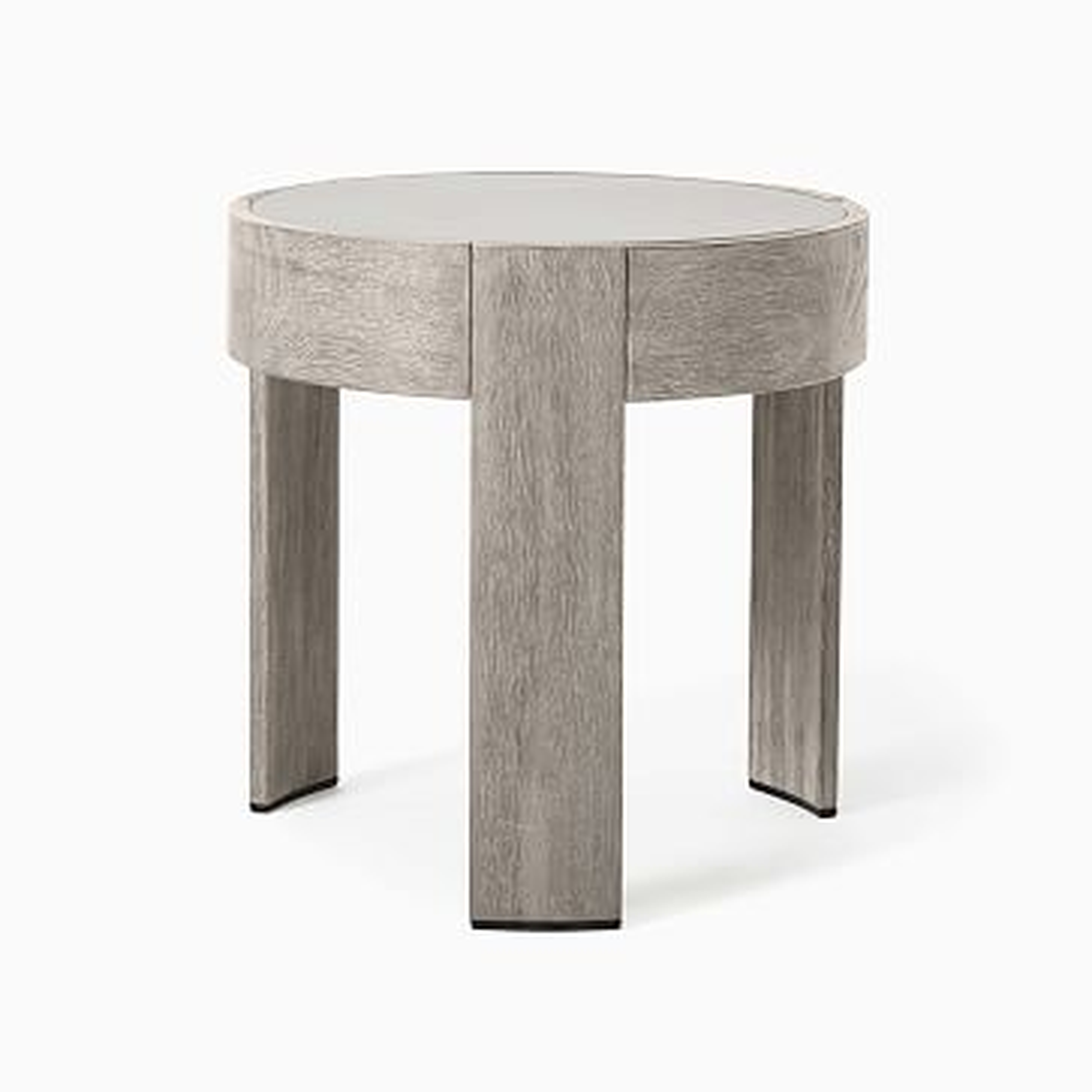 Portside Outdoor 20 in Round Side Table, Weathered Gray - West Elm