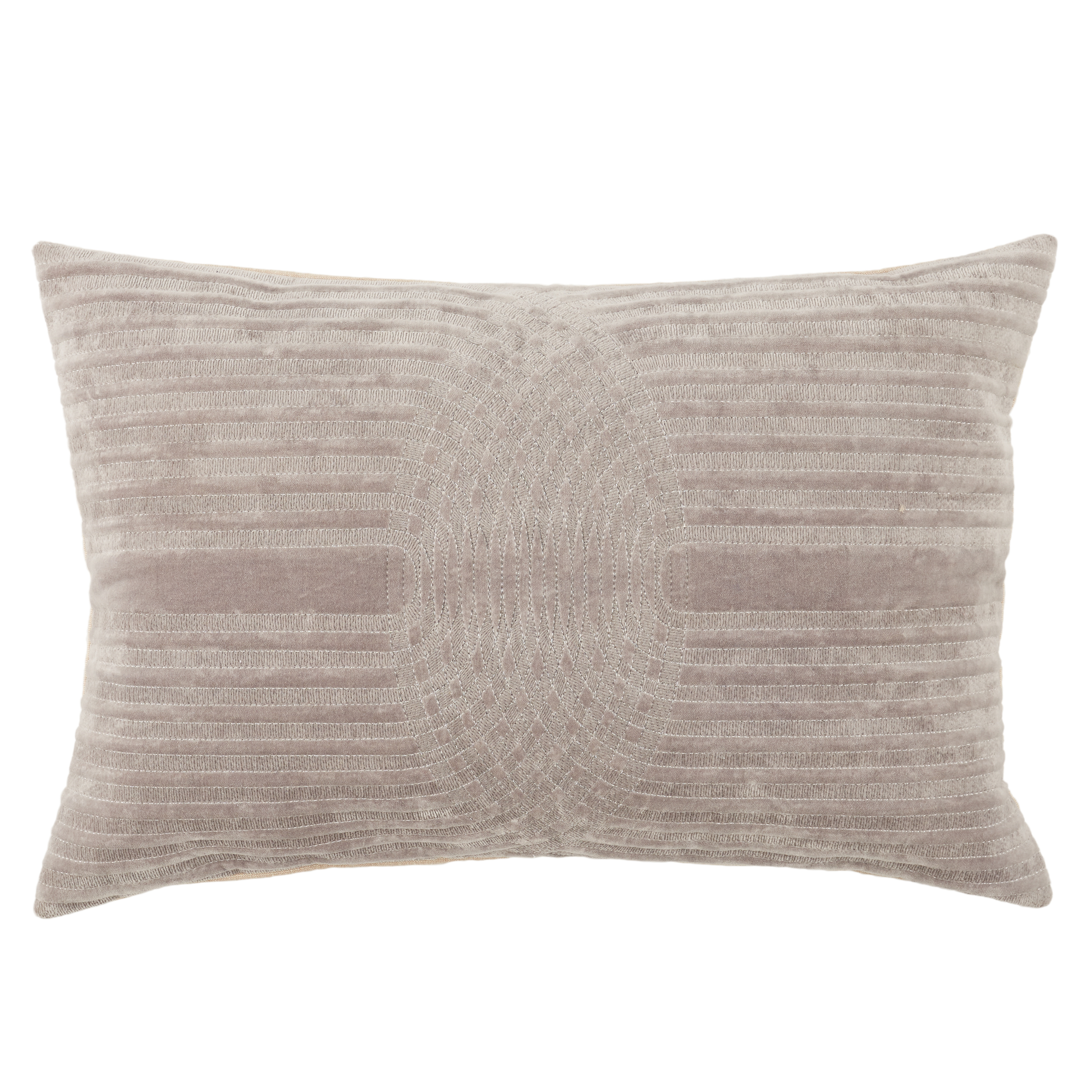 Deco Embroidered Lumbar Pillow, Gray, 24" x 16" - Jaipur Living