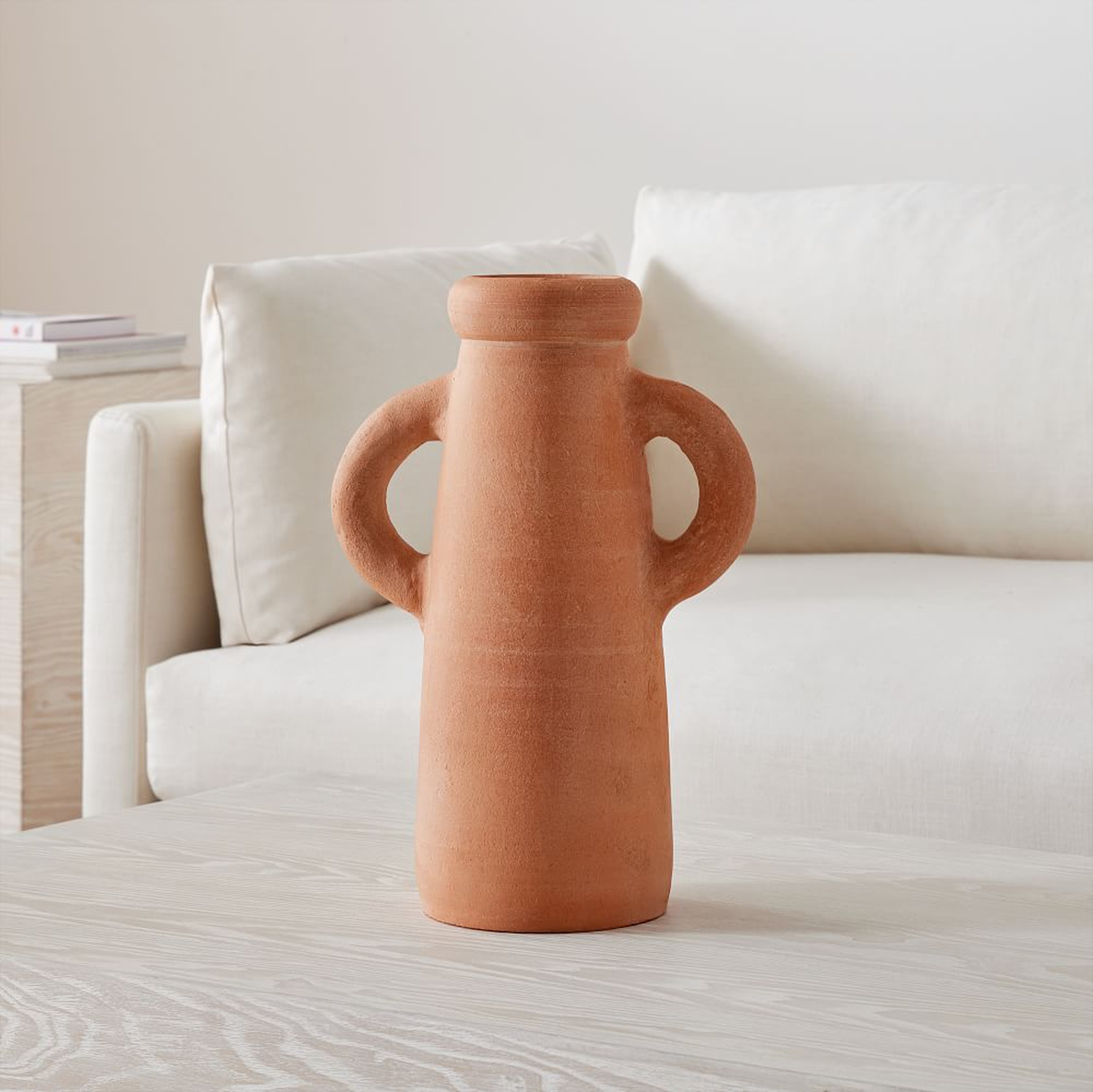 Atuto Terracotta Vases, Vase With Handles, Terracotta, Ceramic, 16.5 Inches - West Elm