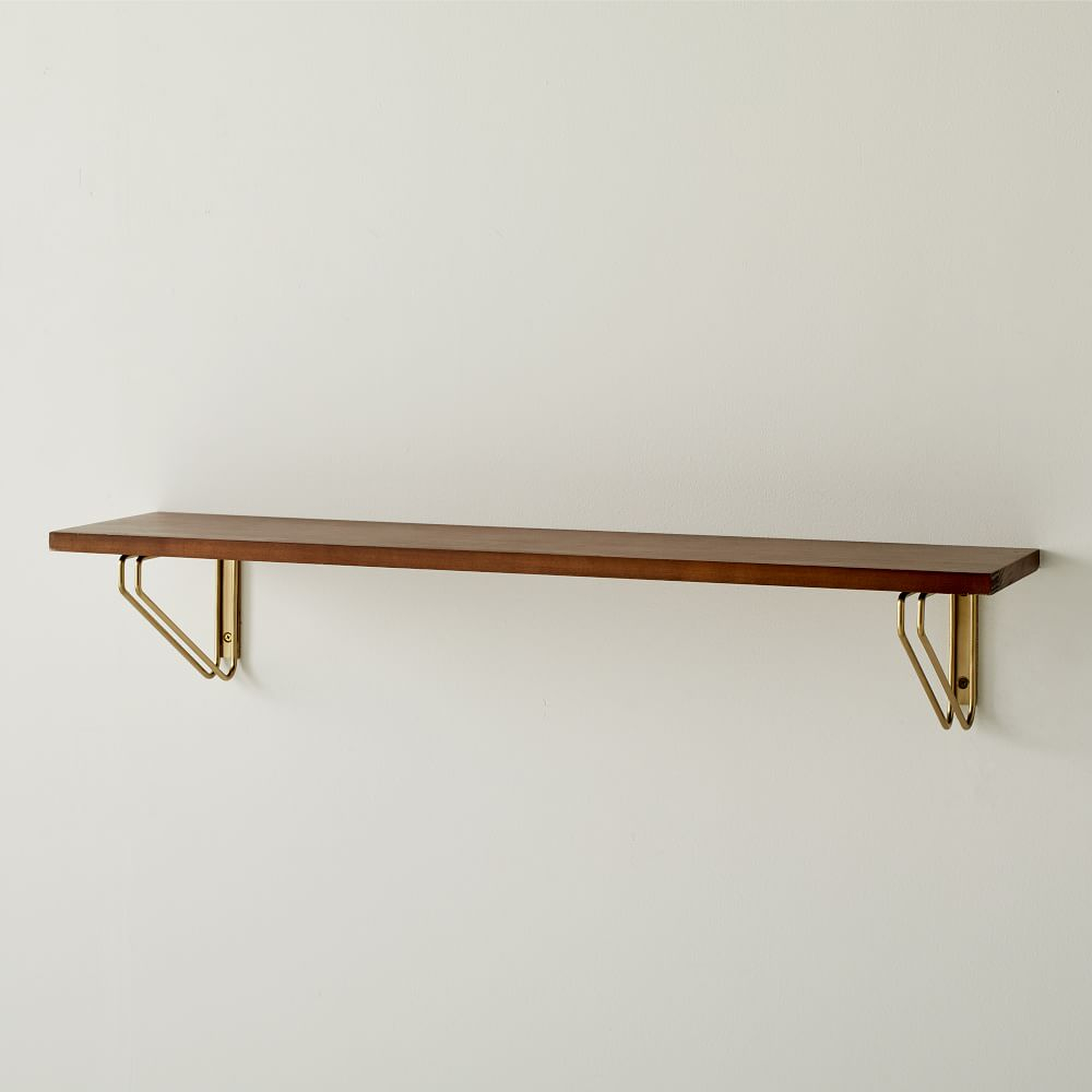 Linear Cool Walnut Wood Wall Shelves with Parallel Brackets - West Elm