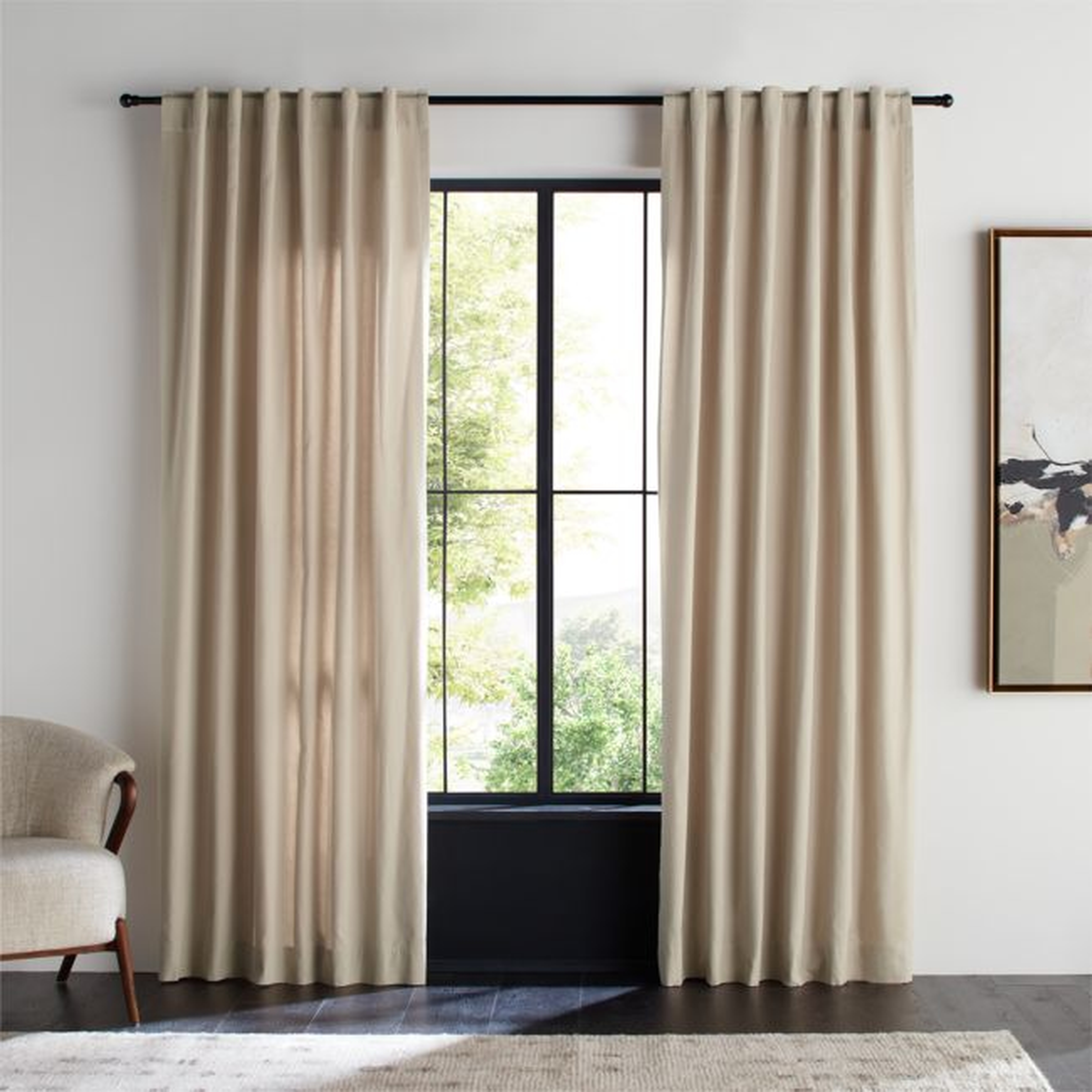 Organic Cotton Natural Taupe Window Curtain Panel 52"x96" - Crate and Barrel