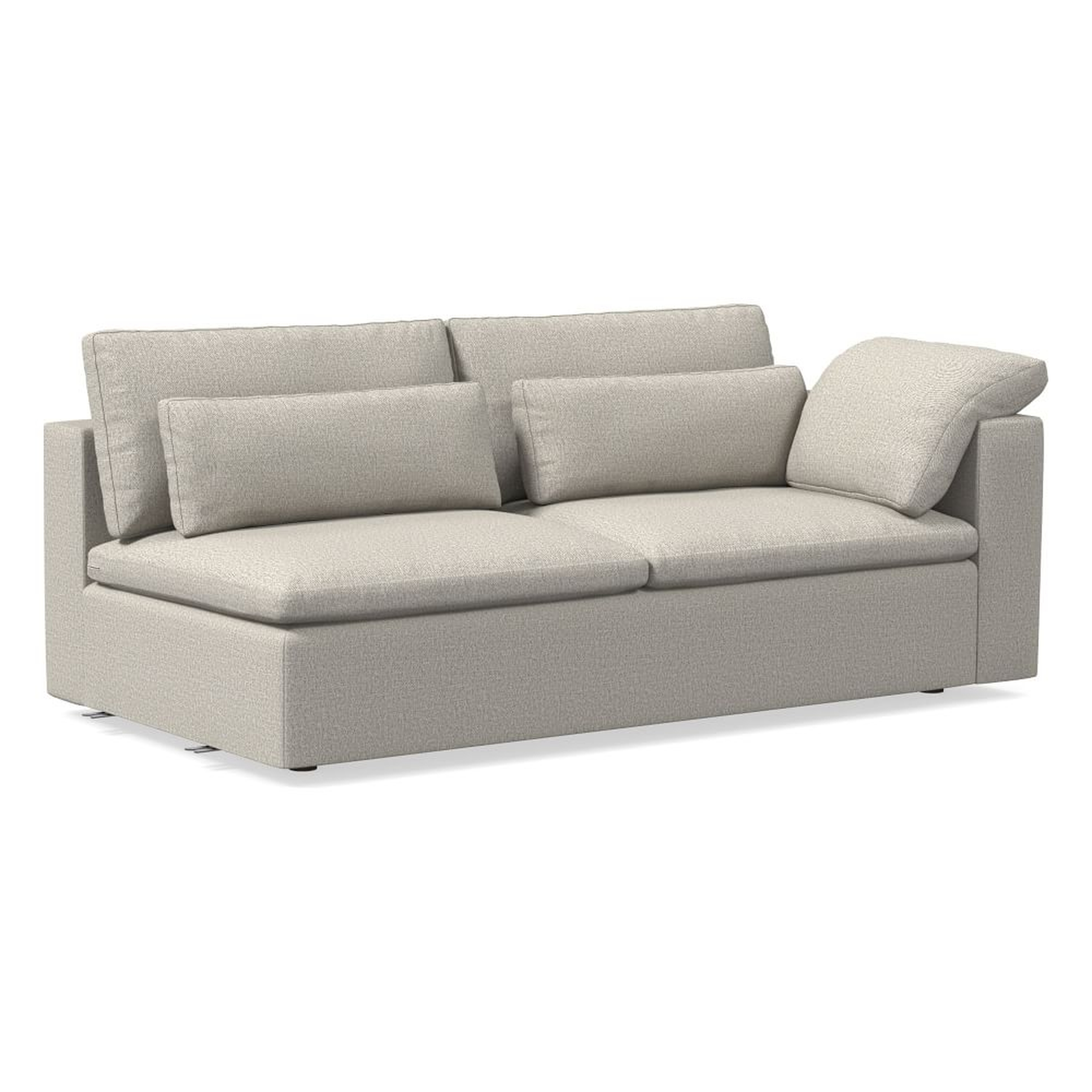 Harmony Modular Right Arm Sleeper Sofa, Down, Twill, Dove, Concealed Supports - West Elm