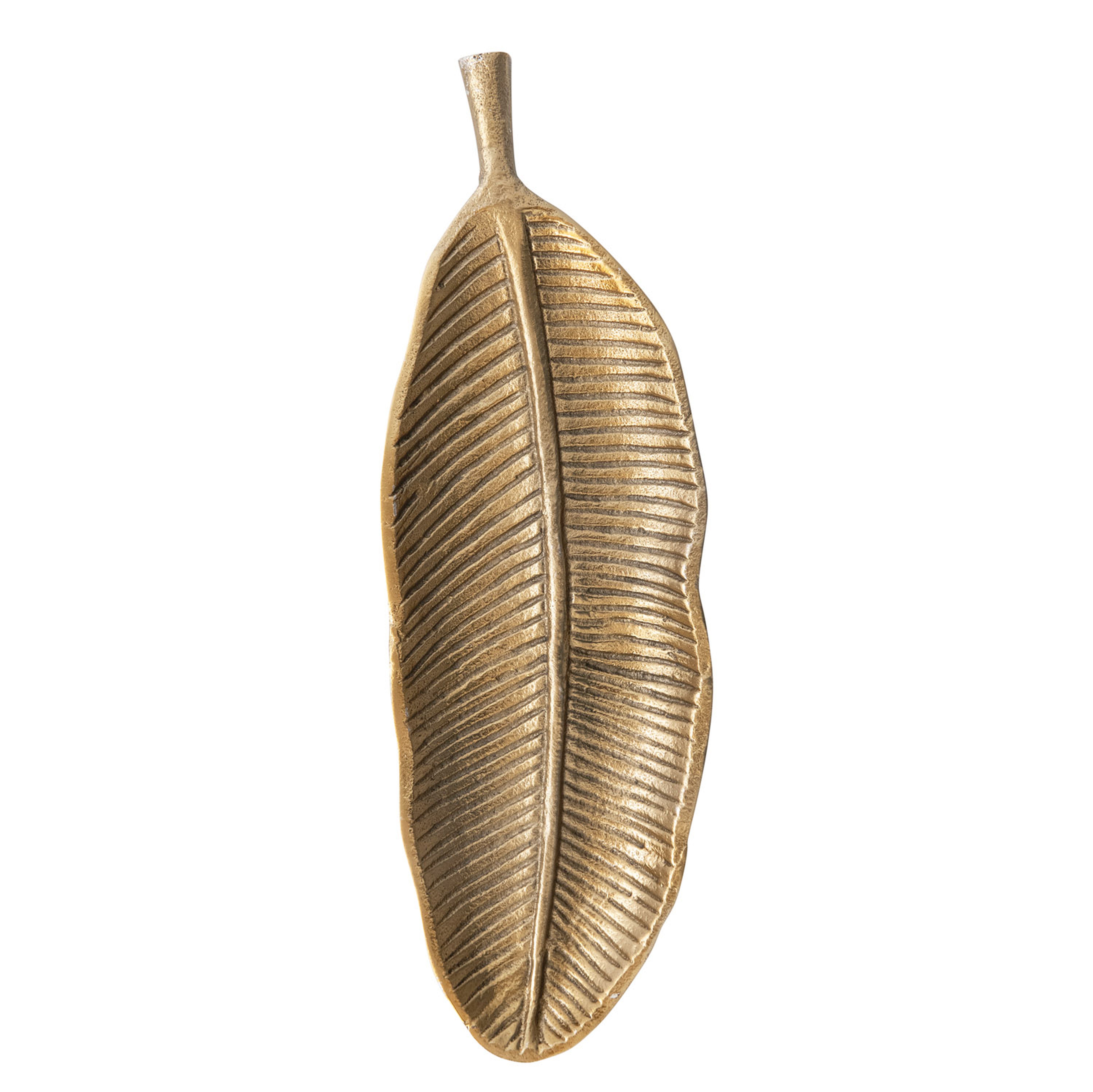 Aluminum Debossed Leaf Tray, Brass Finish - Creative Co-Op