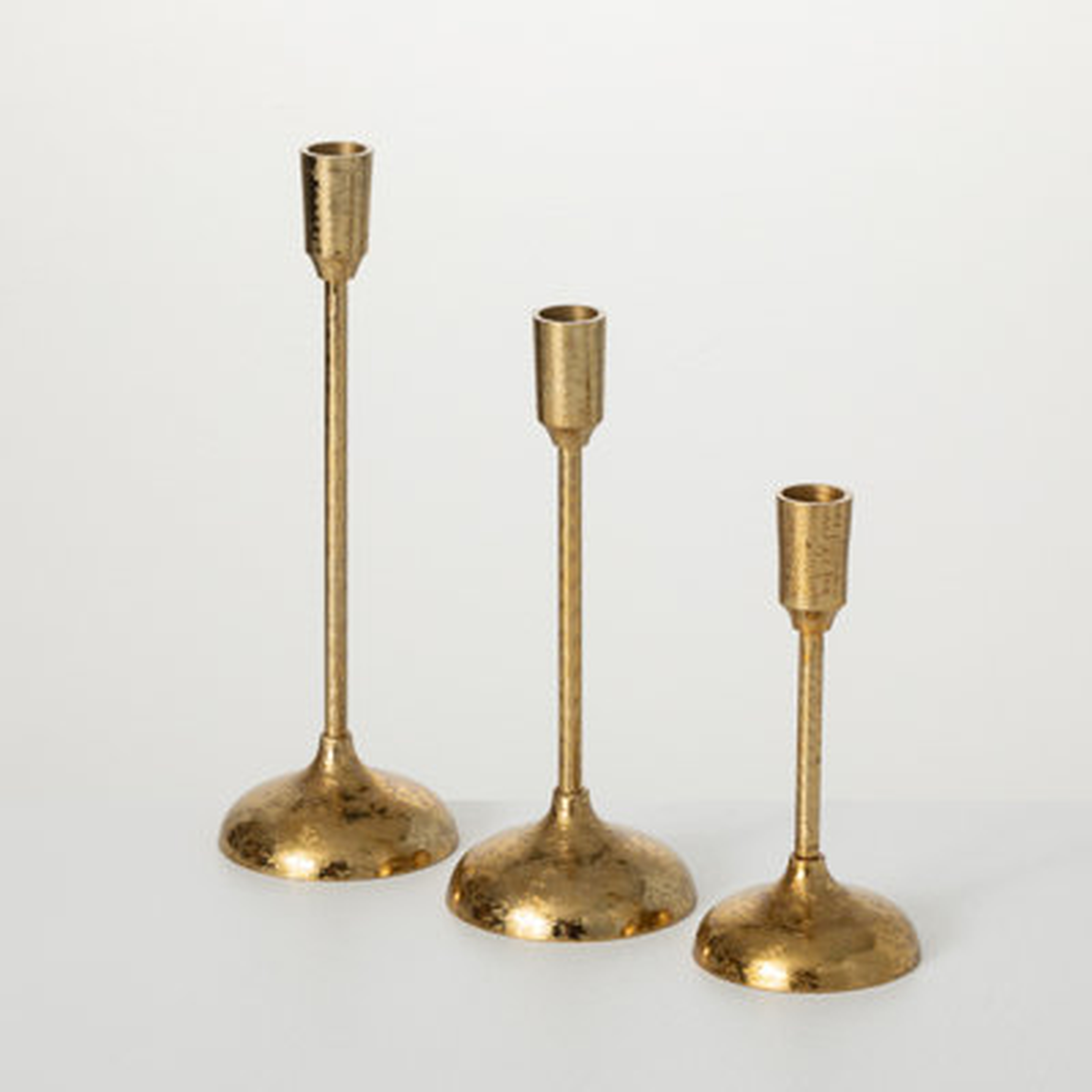 Brushed Gold Mod Taper Holder- Set Of 3 - Birch Lane