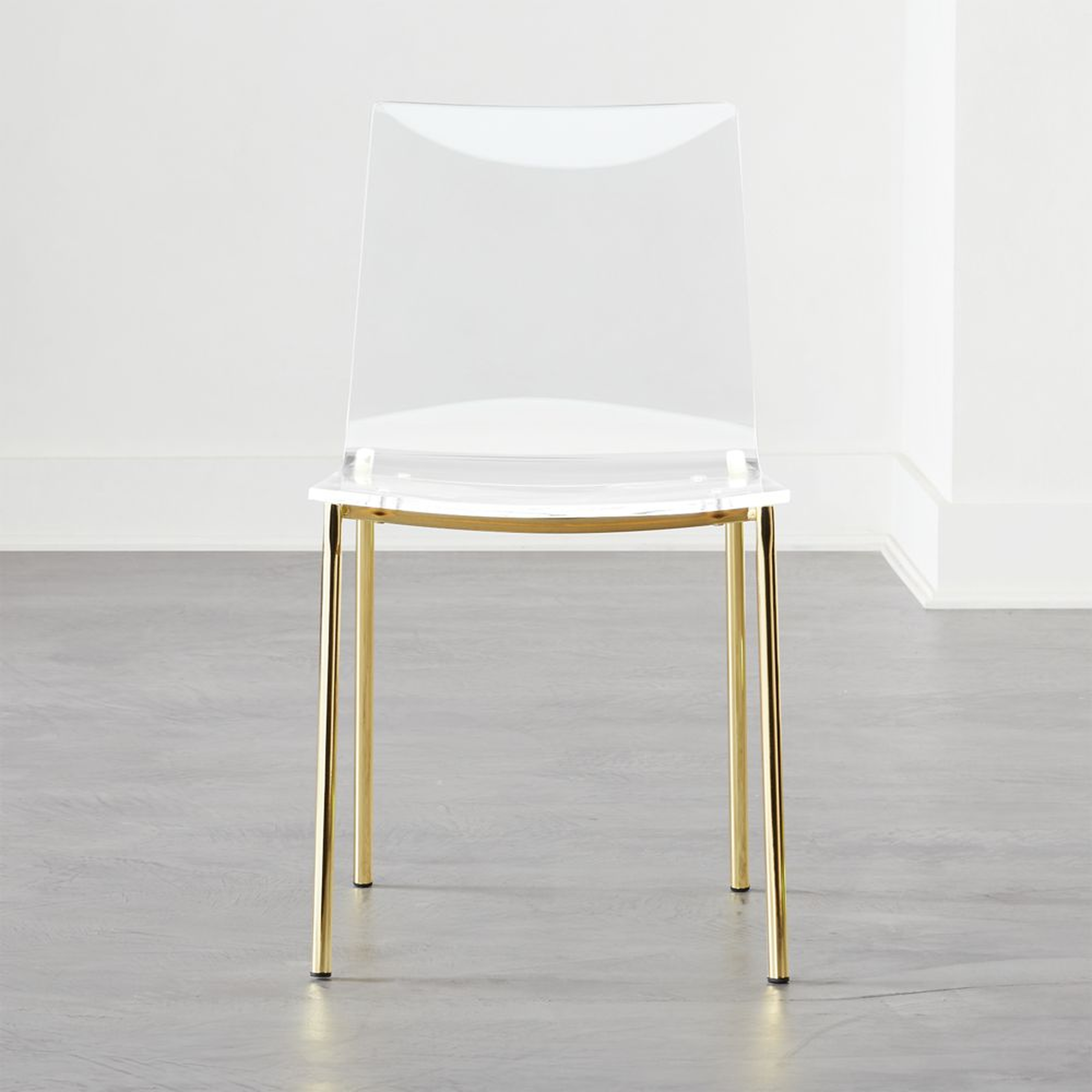 Chiaro Clear Dining Chair with Gold Legs - CB2