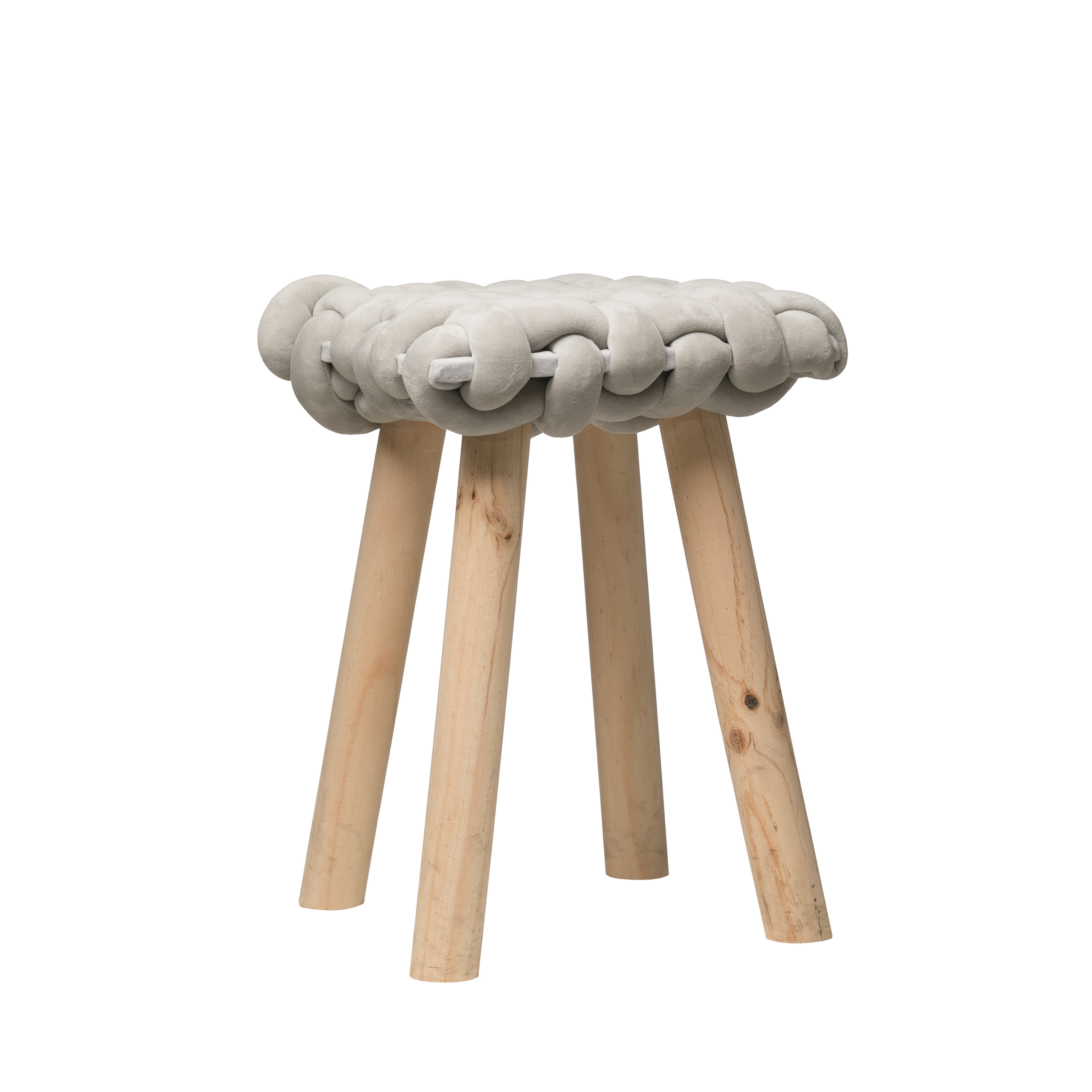 18.5"H Wood Stool with Chunky Woven Seat - Moss & Wilder