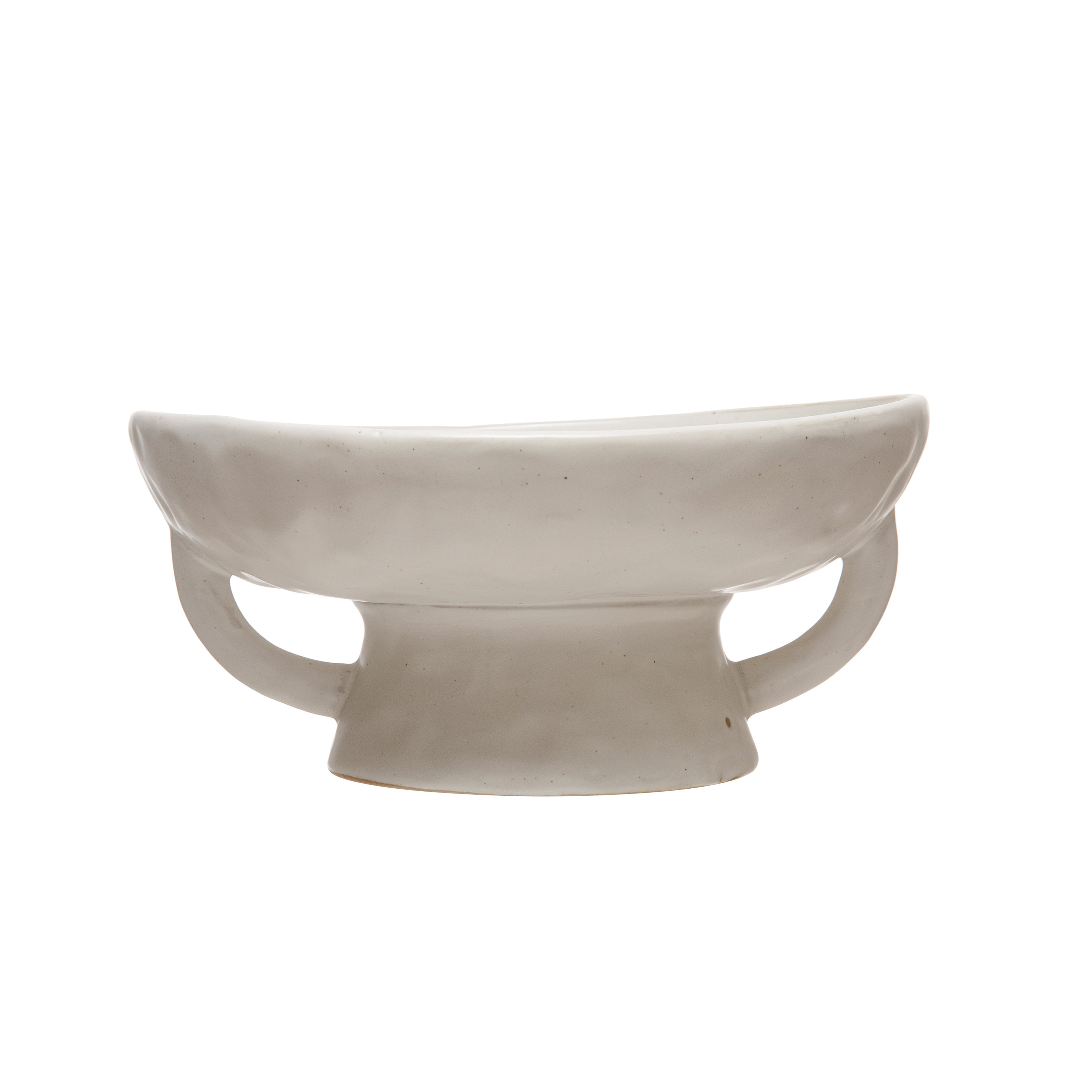 Stoneware Bowl w Reactive Glaze, White - Nomad Home
