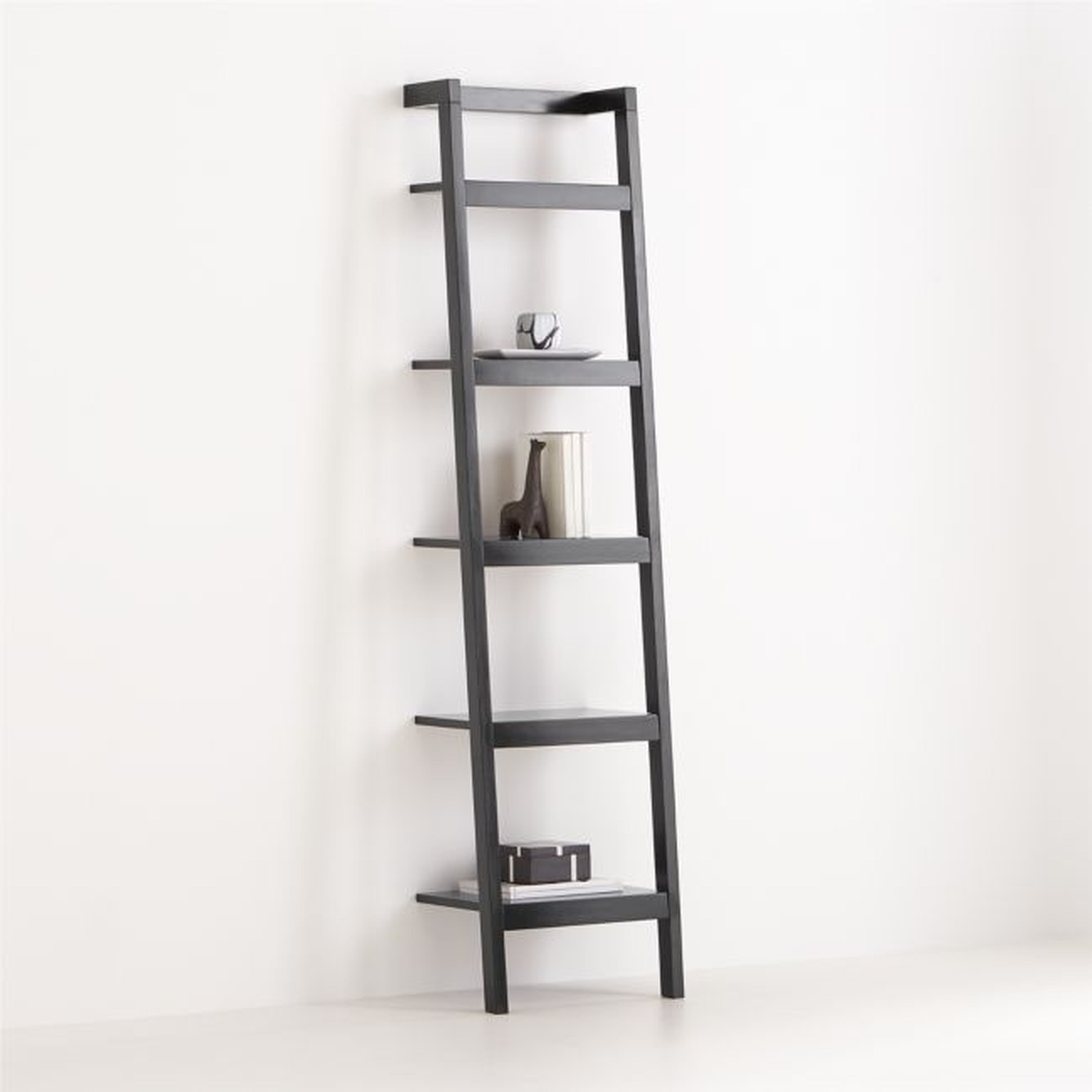 Sawyer Black Leaning 18" Bookcase - Crate and Barrel