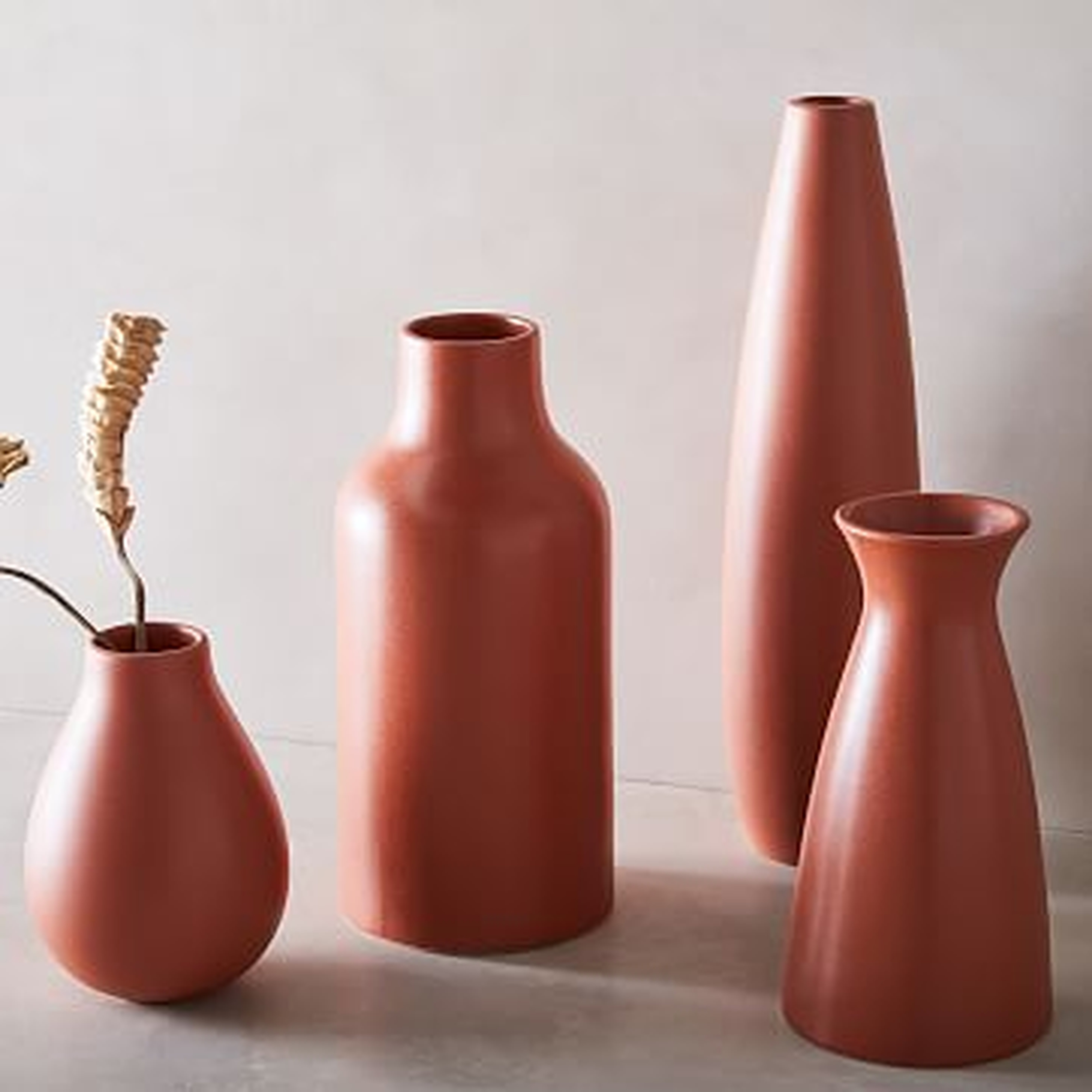 Pure Ceramic Vases, Clay, 1 X Small Raindrop, 1 X Bead, 1 X Carafe, 1 X Jug Bom - West Elm
