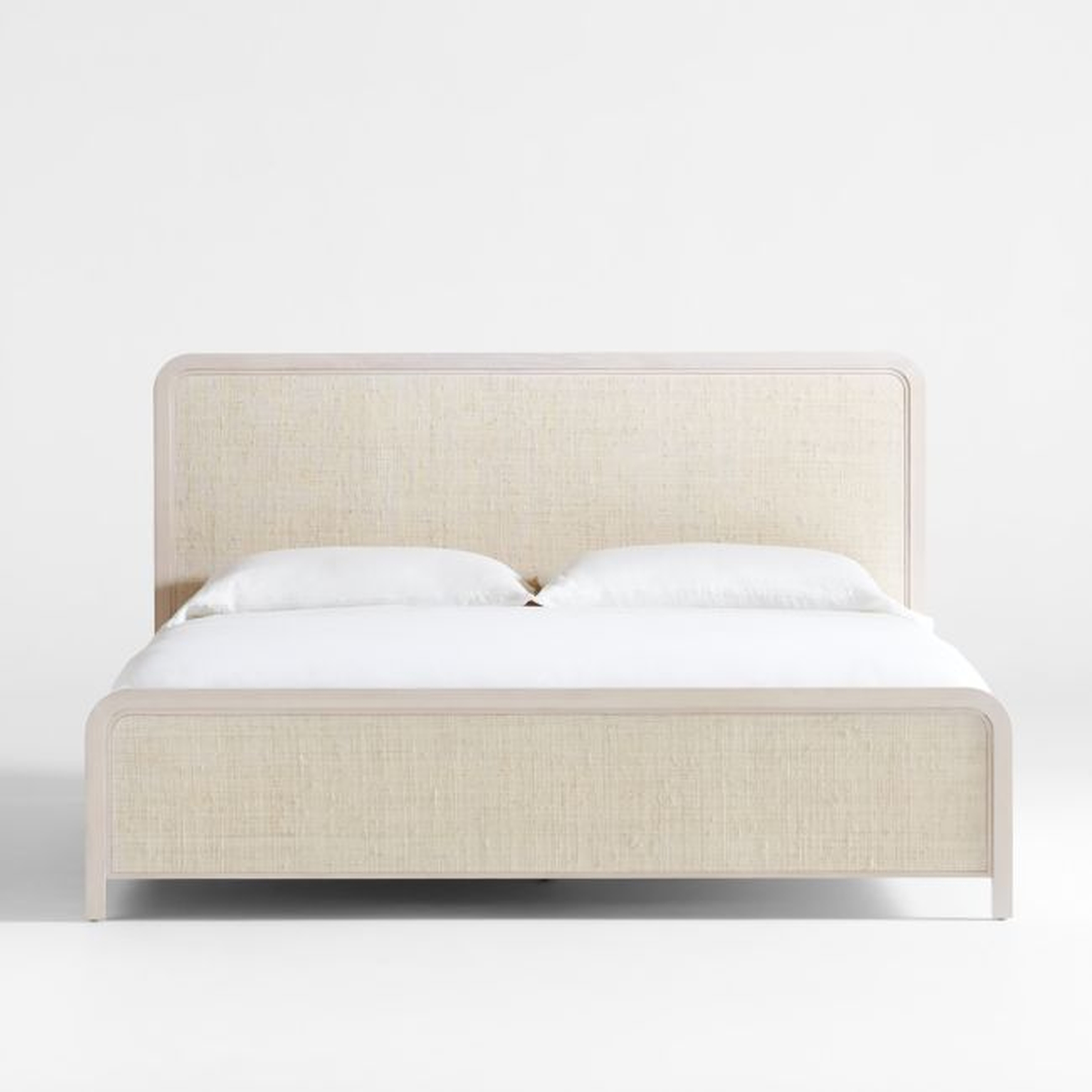 Rica White Wood and Grasscloth King Bed - Crate and Barrel