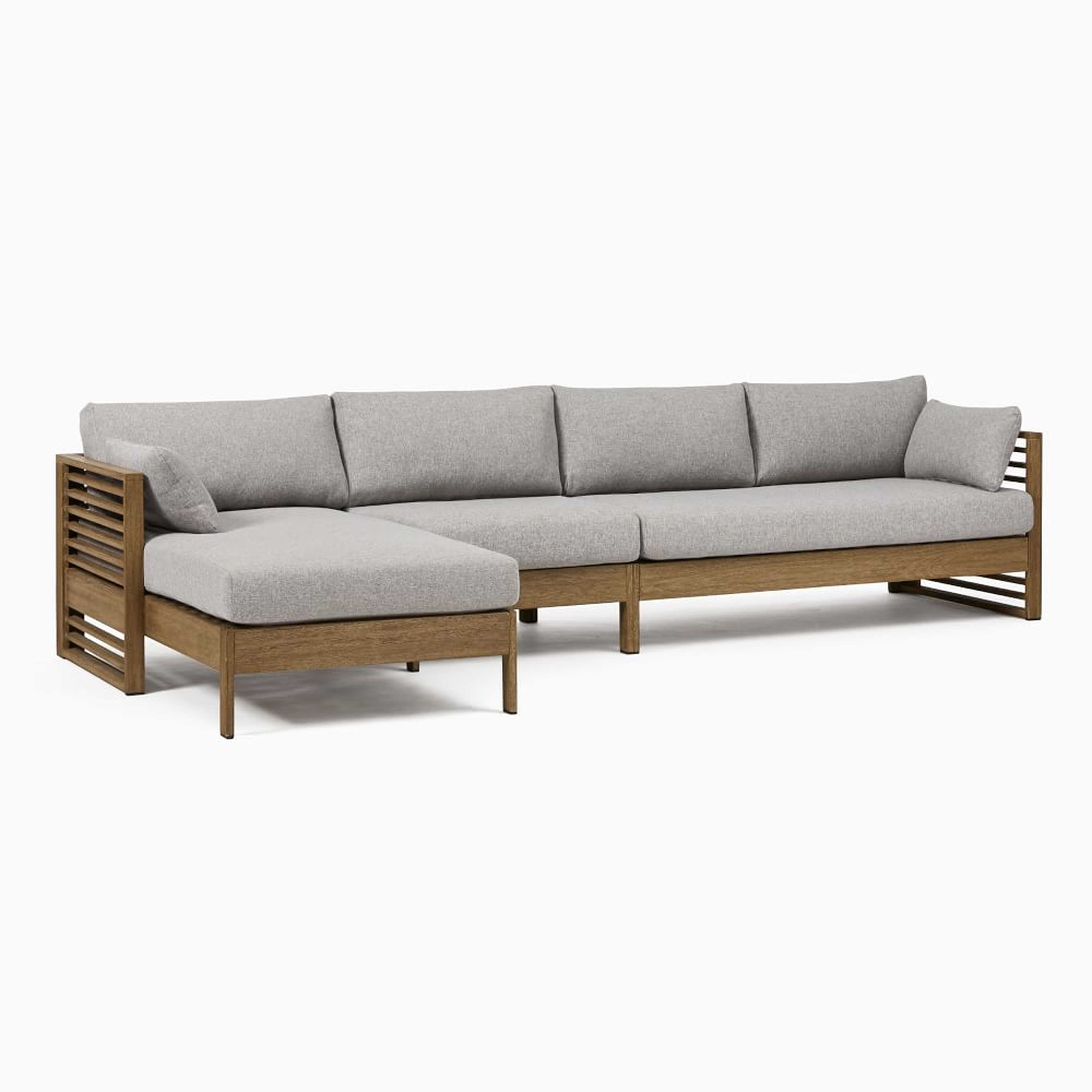 Santa Fe Slatted Outdoor 124 in 3-Piece Chaise Sectional, Driftwood - West Elm