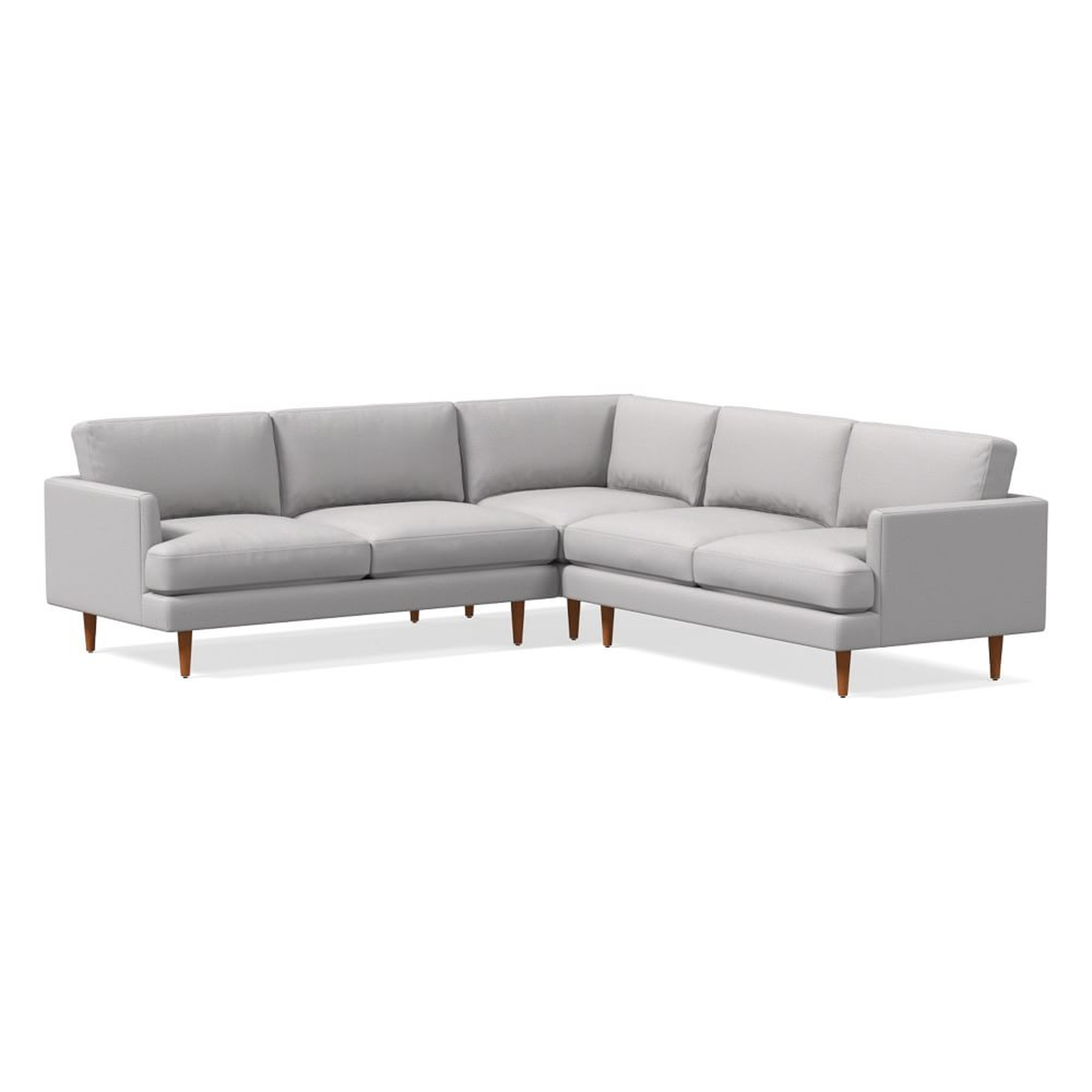 Haven Loft 104" 3-Piece L-Shaped Sectional, Chenille Tweed, Frost Gray, Pecan - West Elm