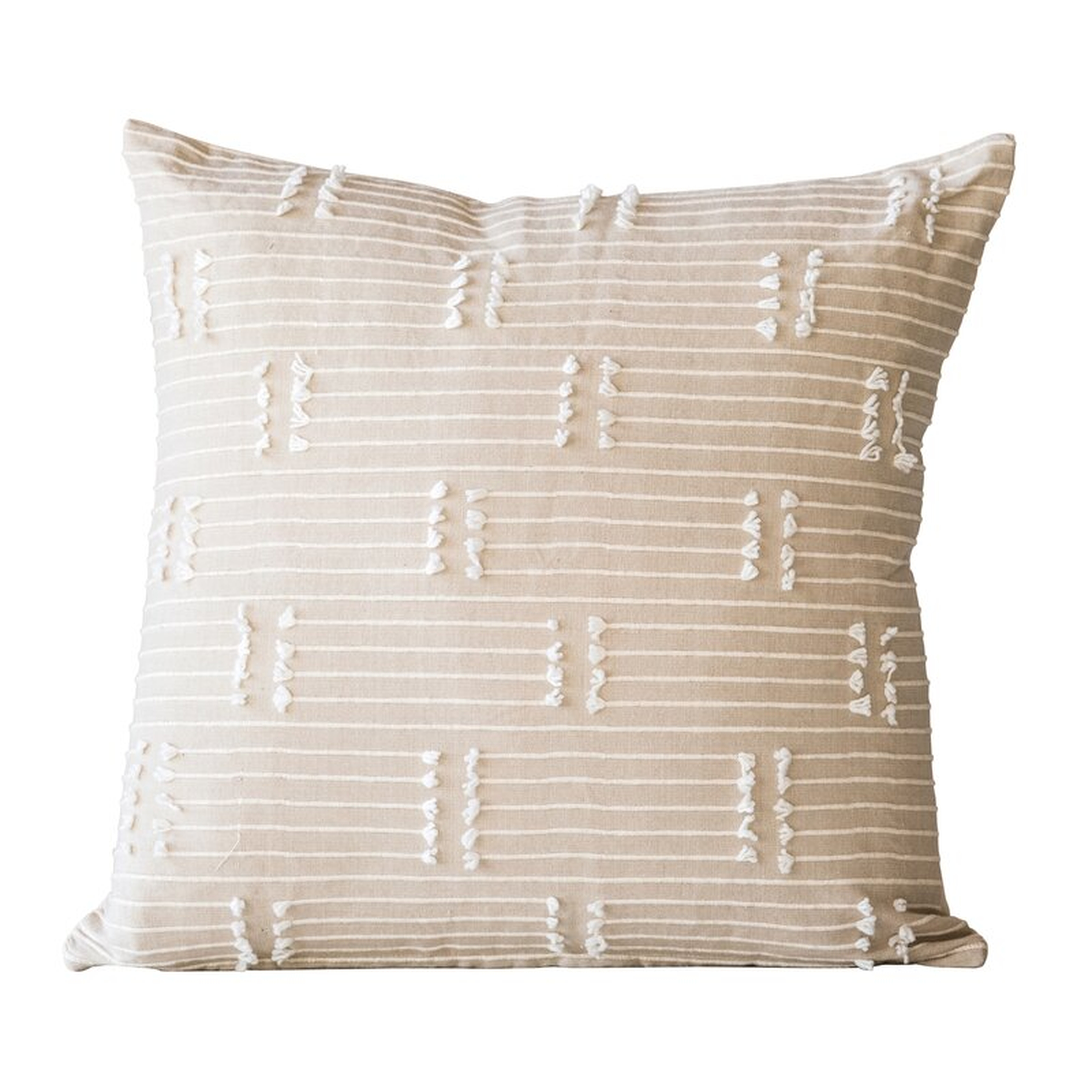 Bloomingville Taupe Square Cotton Woven Pillow With Mini Tassels - Perigold