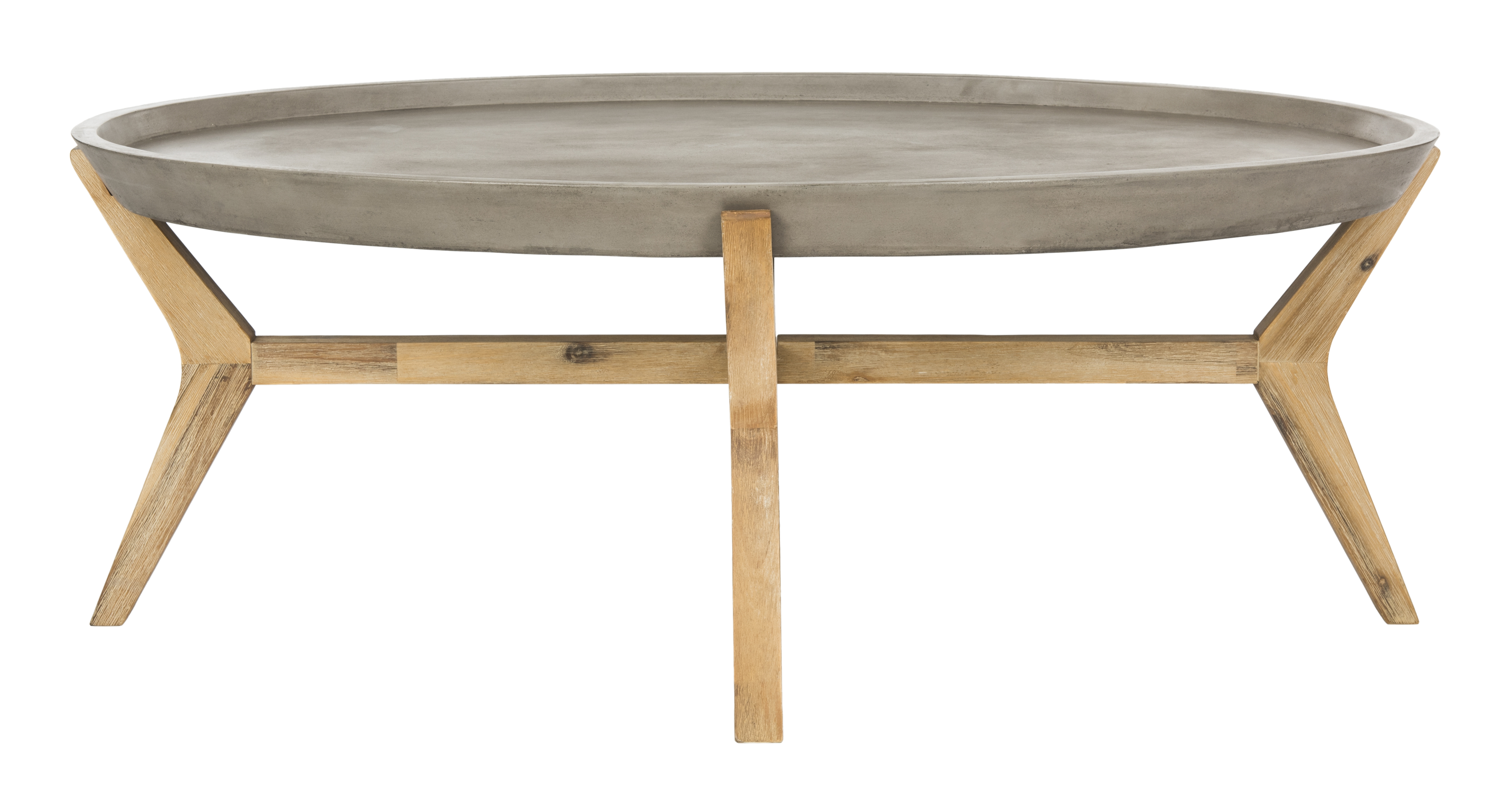 Hadwin Indoor/Outdoor Modern Concrete Oval 31.5-Inch Dia Coffee Table - Dark Grey - Arlo Home