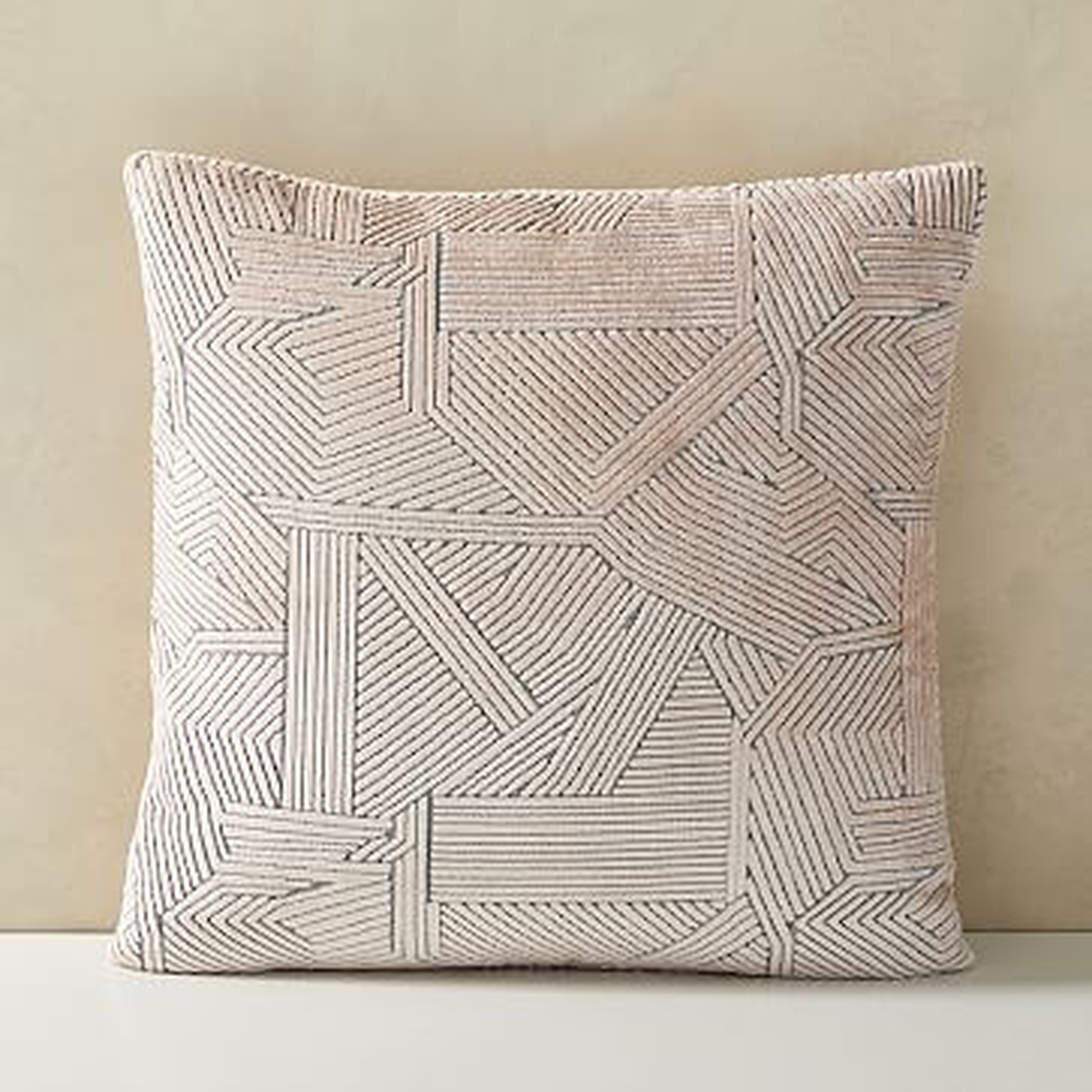 Linear Cut Velvet Pillow Cover, 20"x20", Misty Rose - West Elm