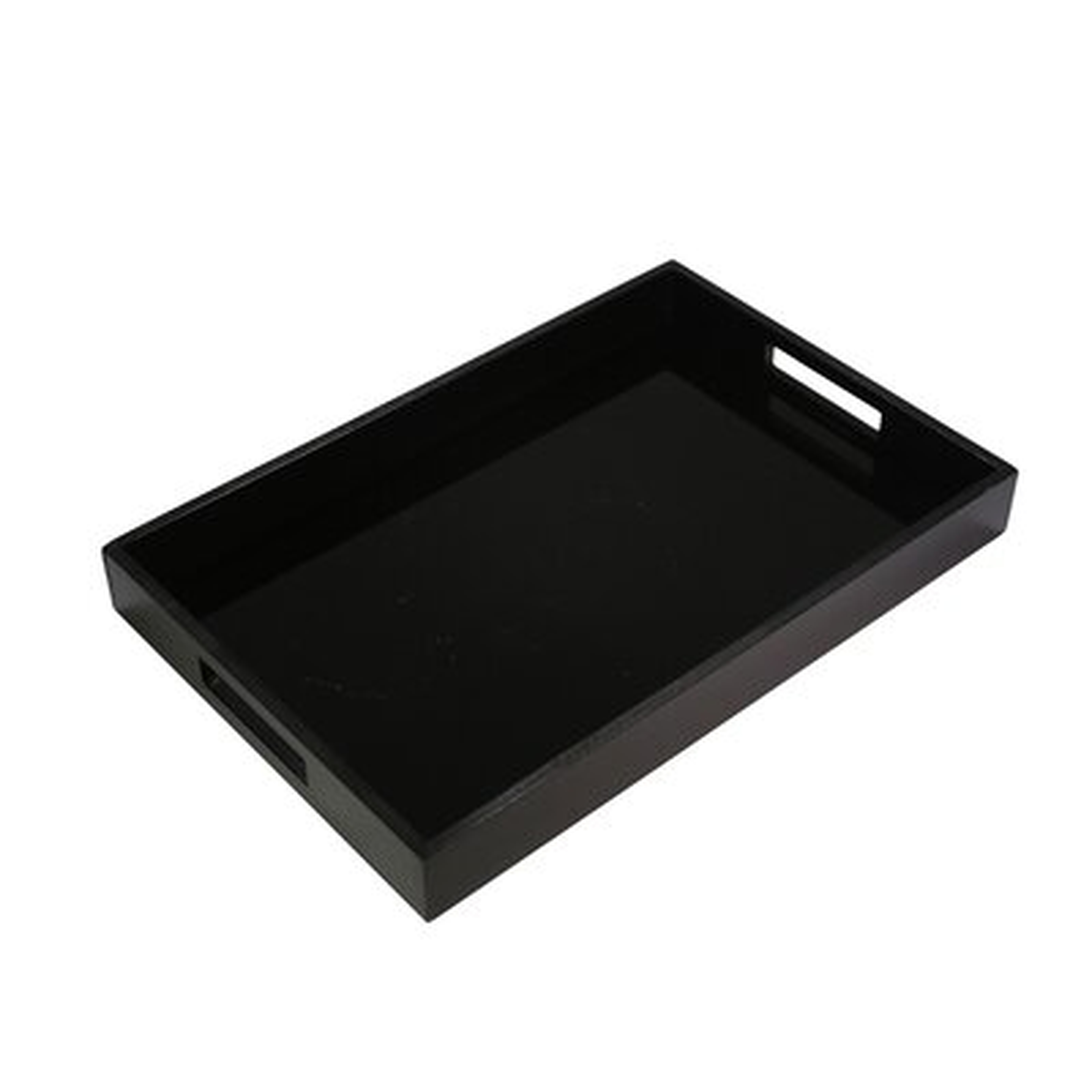 Bradshaw 18" Simple Black Serving Tray - Contemporary Decorative Wood and Glass Serving Tray - AllModern