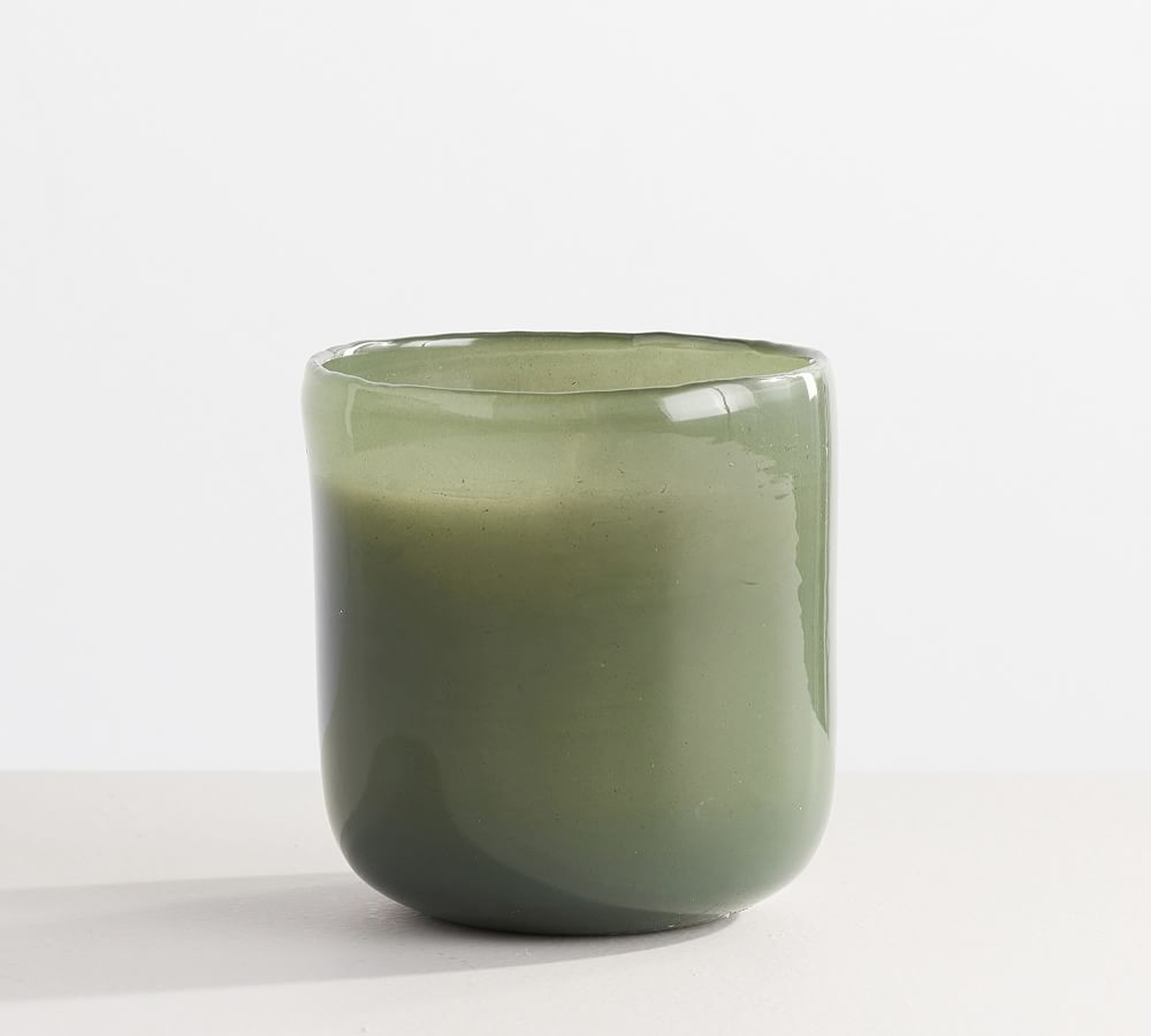 Modern Glass Candle, Dark Green, Small, Cedar Tonka Bean, 12 oz - Pottery Barn