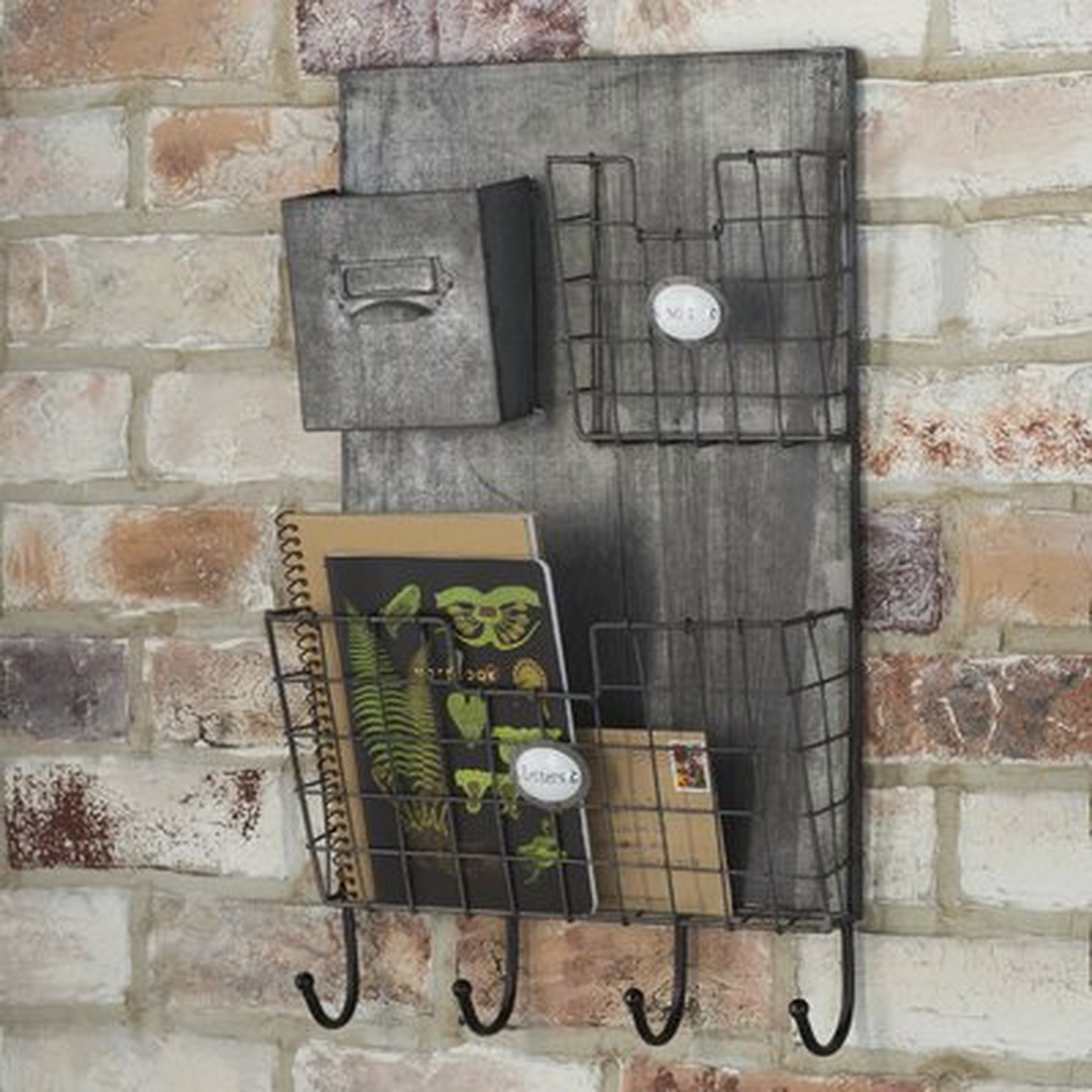 Wall Organizer With Key Hooks/Wall Baskets - Birch Lane