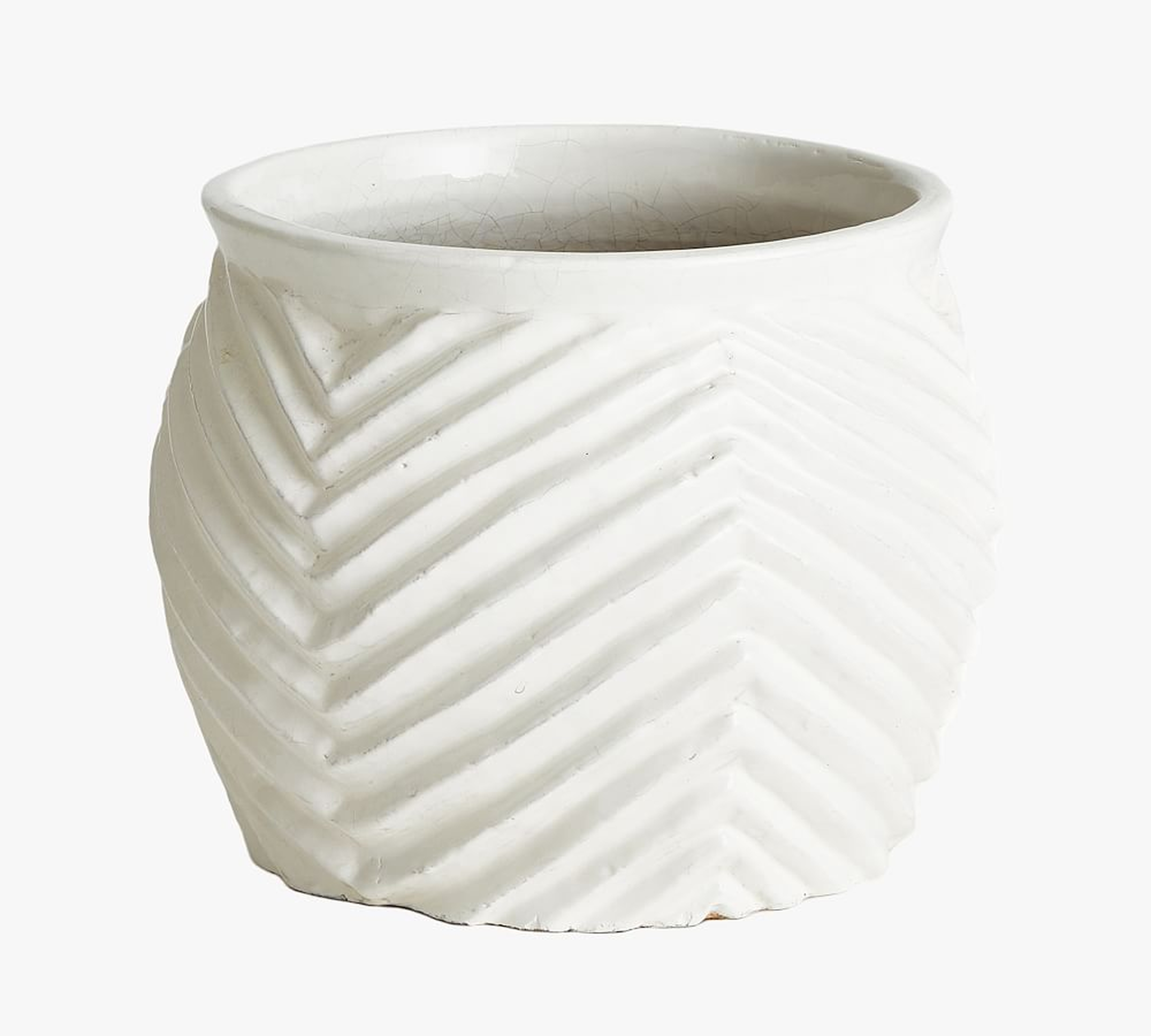 Molise Ceramic Cachepot, White - Pottery Barn
