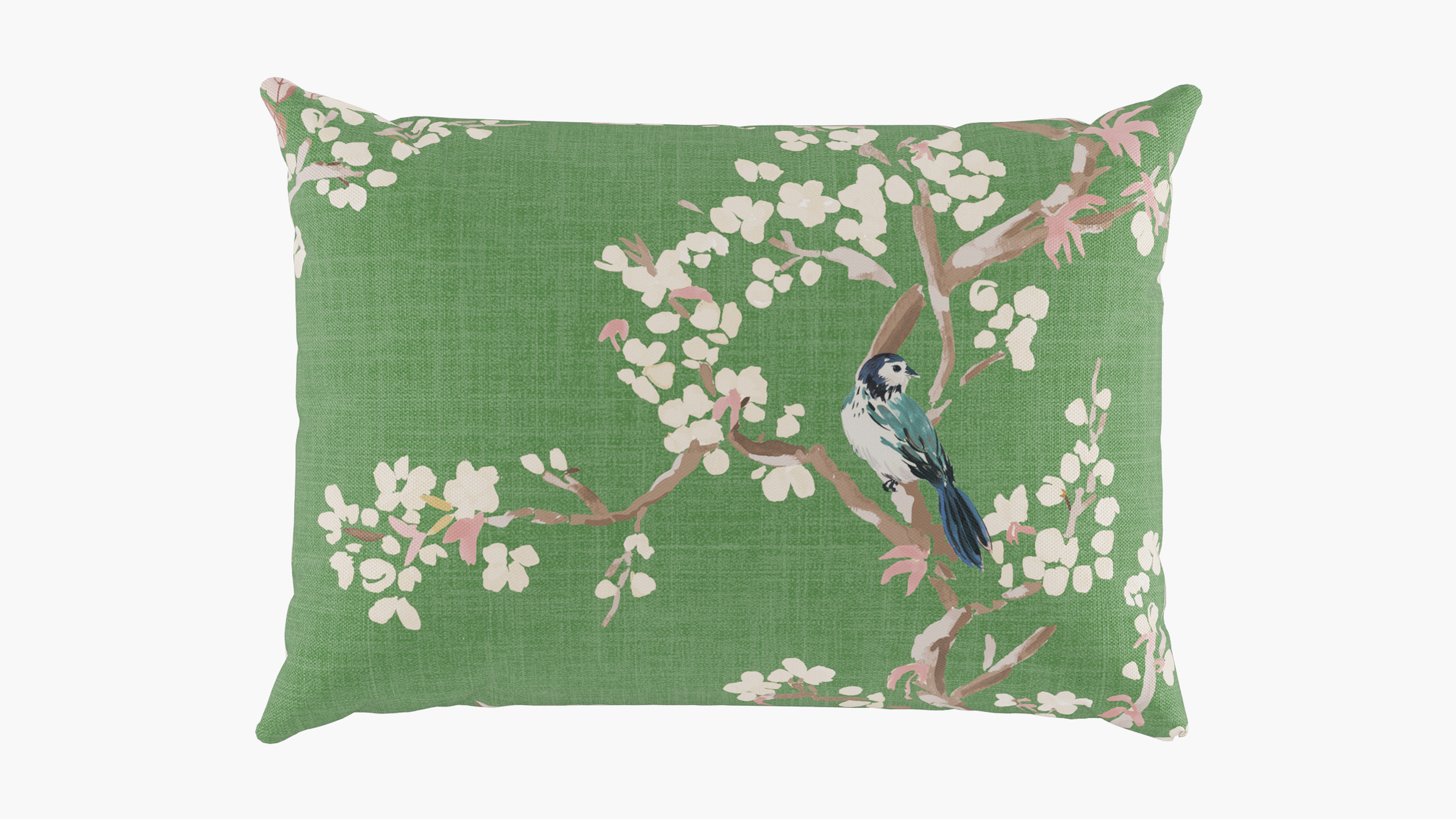 Outdoor 14" x 20" Lumbar Pillow, Jade Cherry Blossom, 14" x 20" - The Inside