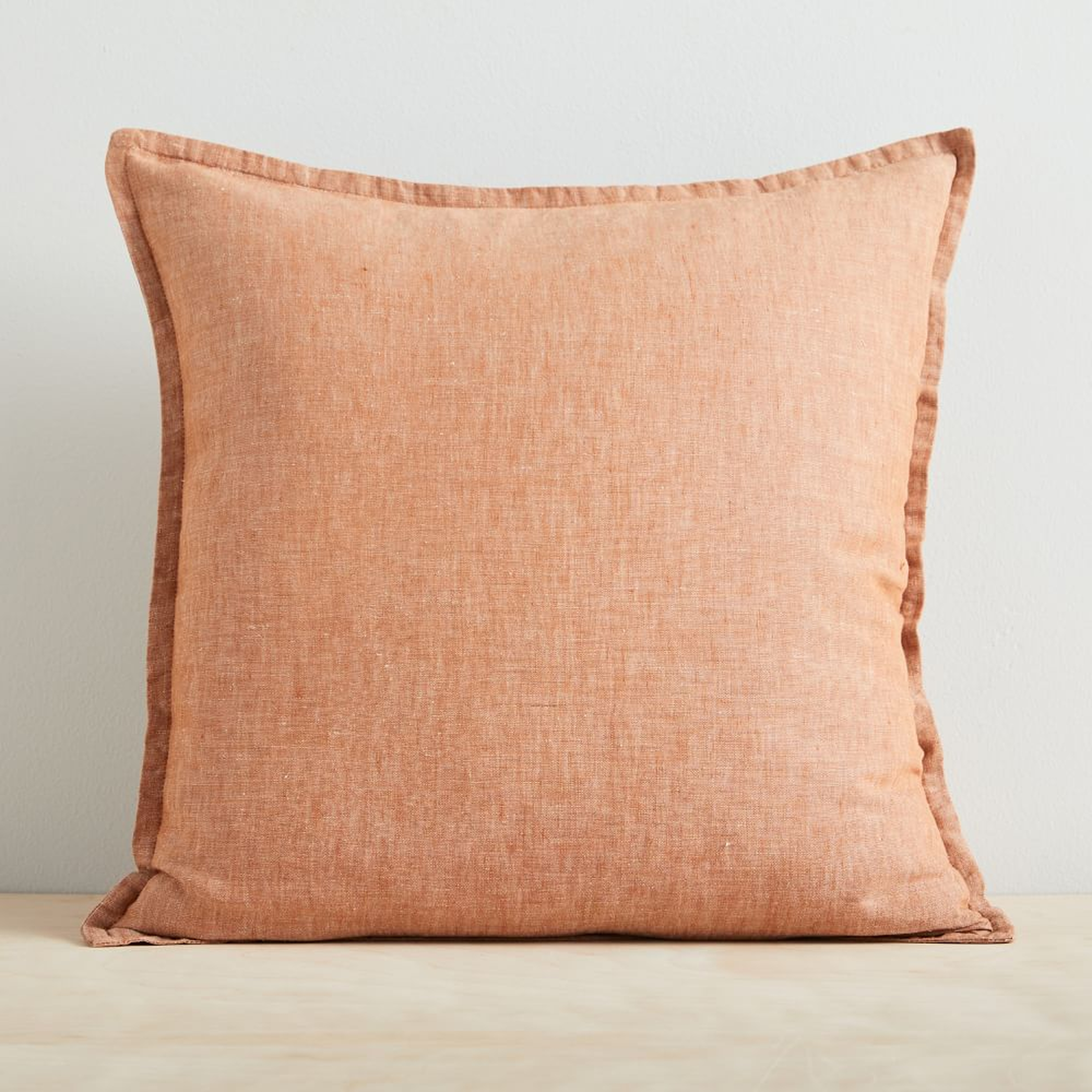 European Flax Linen Pillow Cover, 20"x20", Terracotta Melange - West Elm