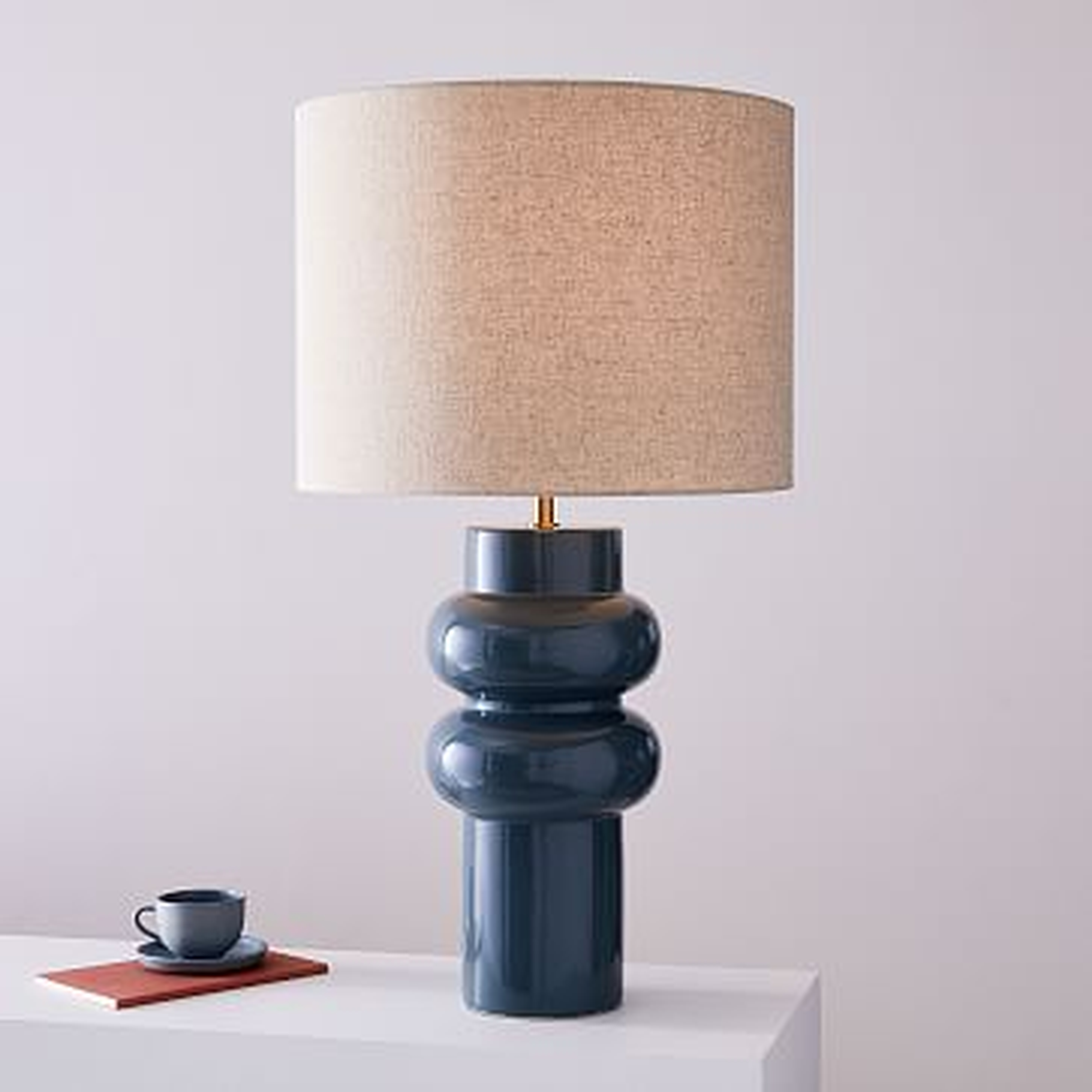 Modern Totem Table Lamp, Large, Petrol Blue, Individual - West Elm