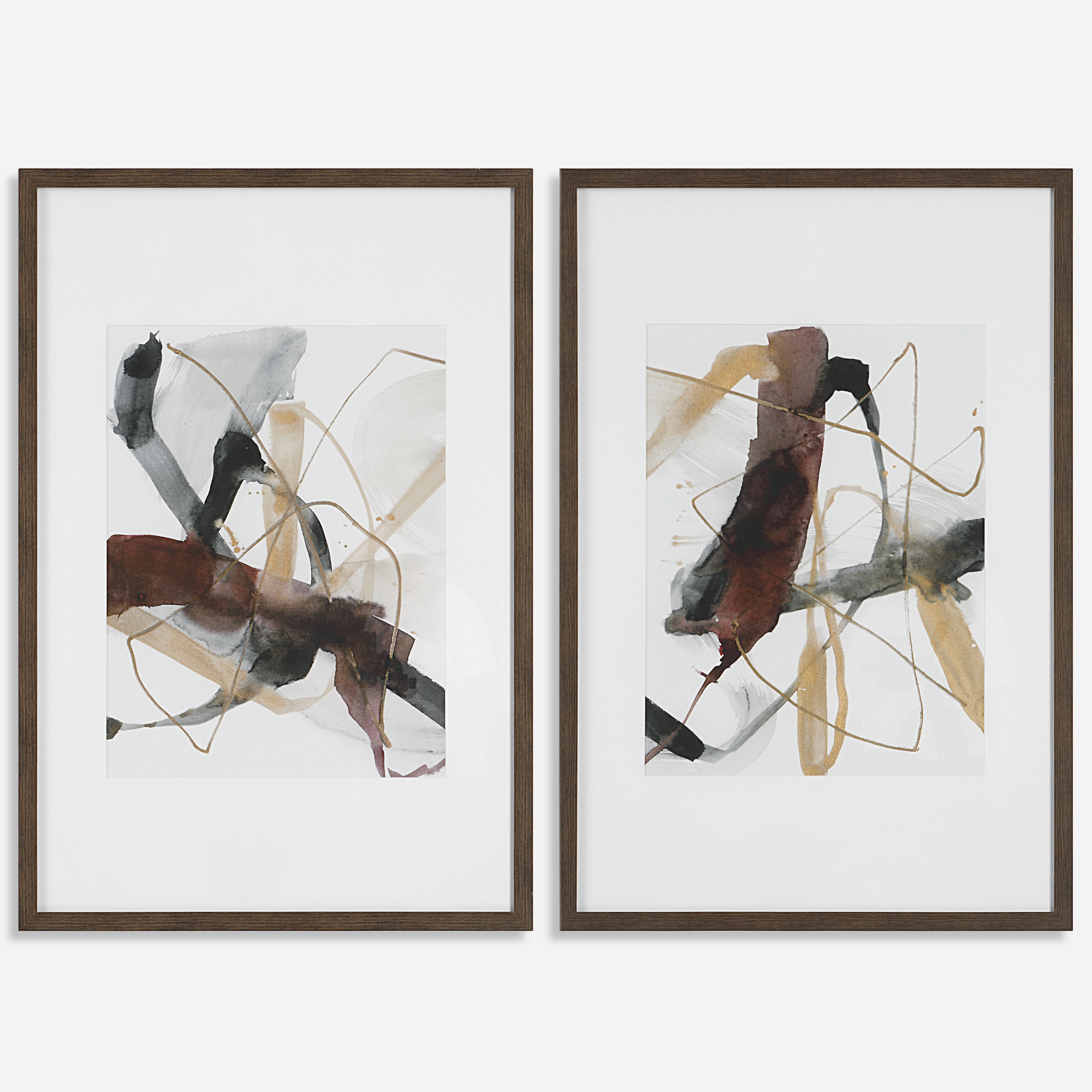 Burgundy Interjection Abstract Prints, Set/2 - Uttermost