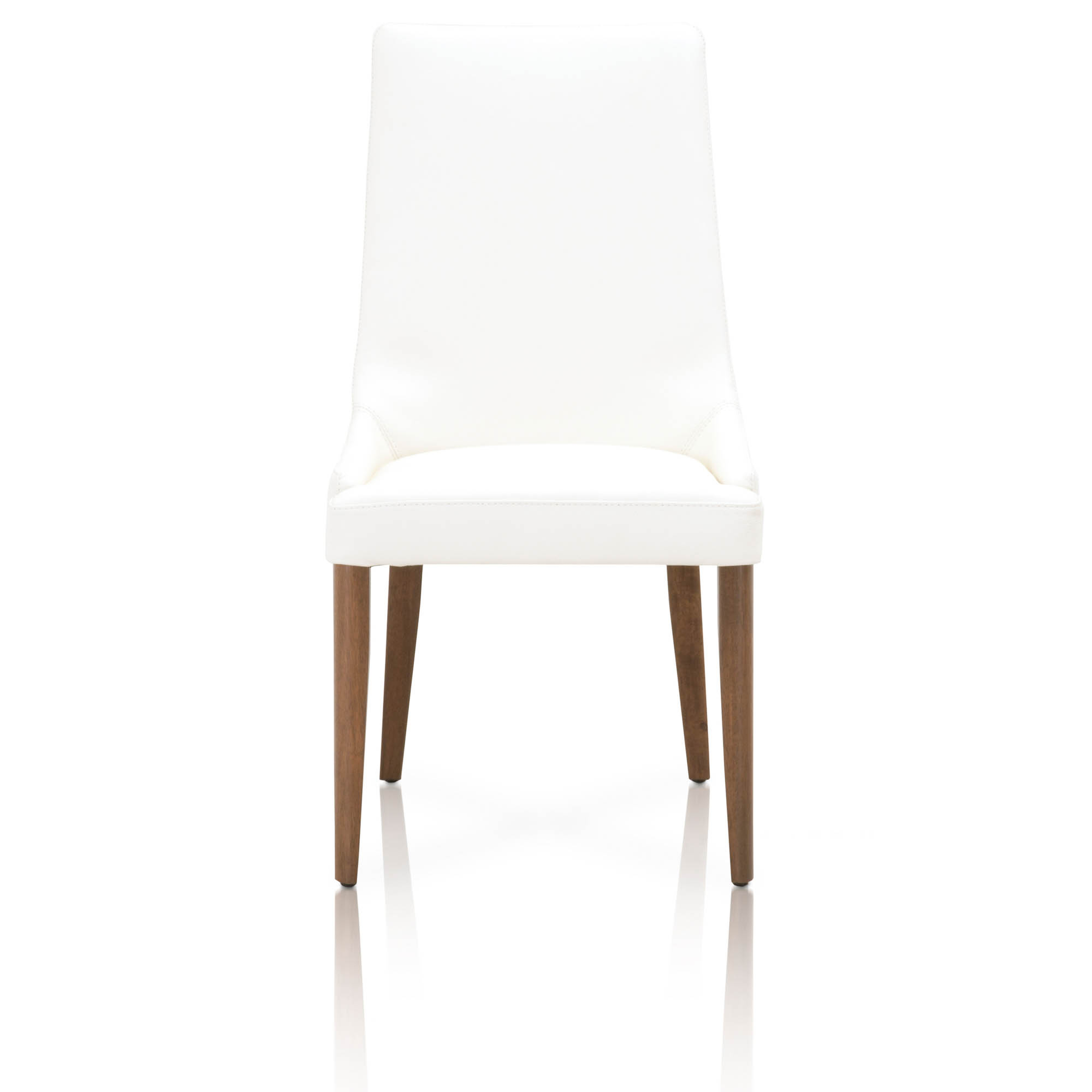 Aurora Dining Chair, Alabaster Leather, Walnut, Set of 2 - Alder House