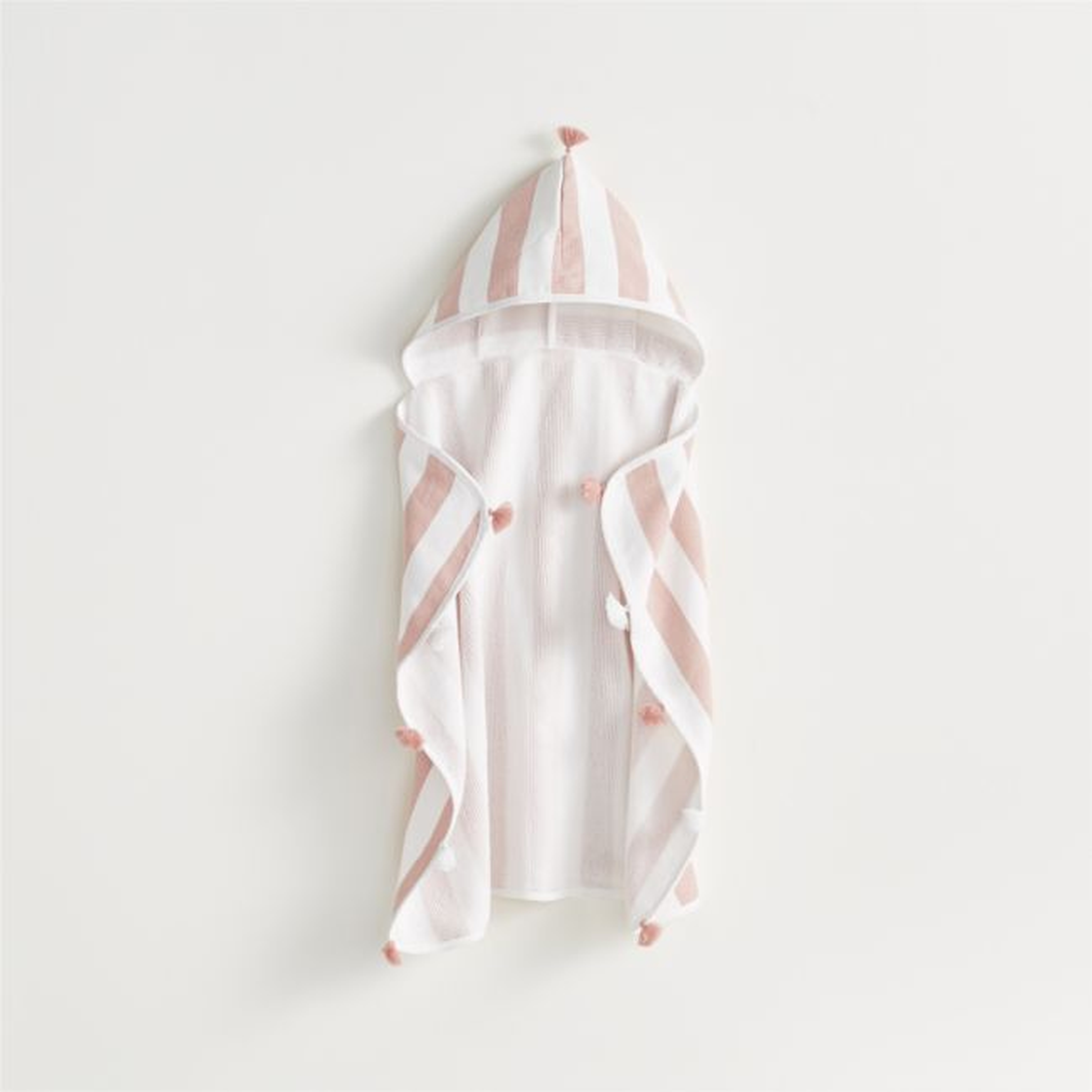 Pink Striped with Tassles Organic Baby Hooded Towel - Crate and Barrel