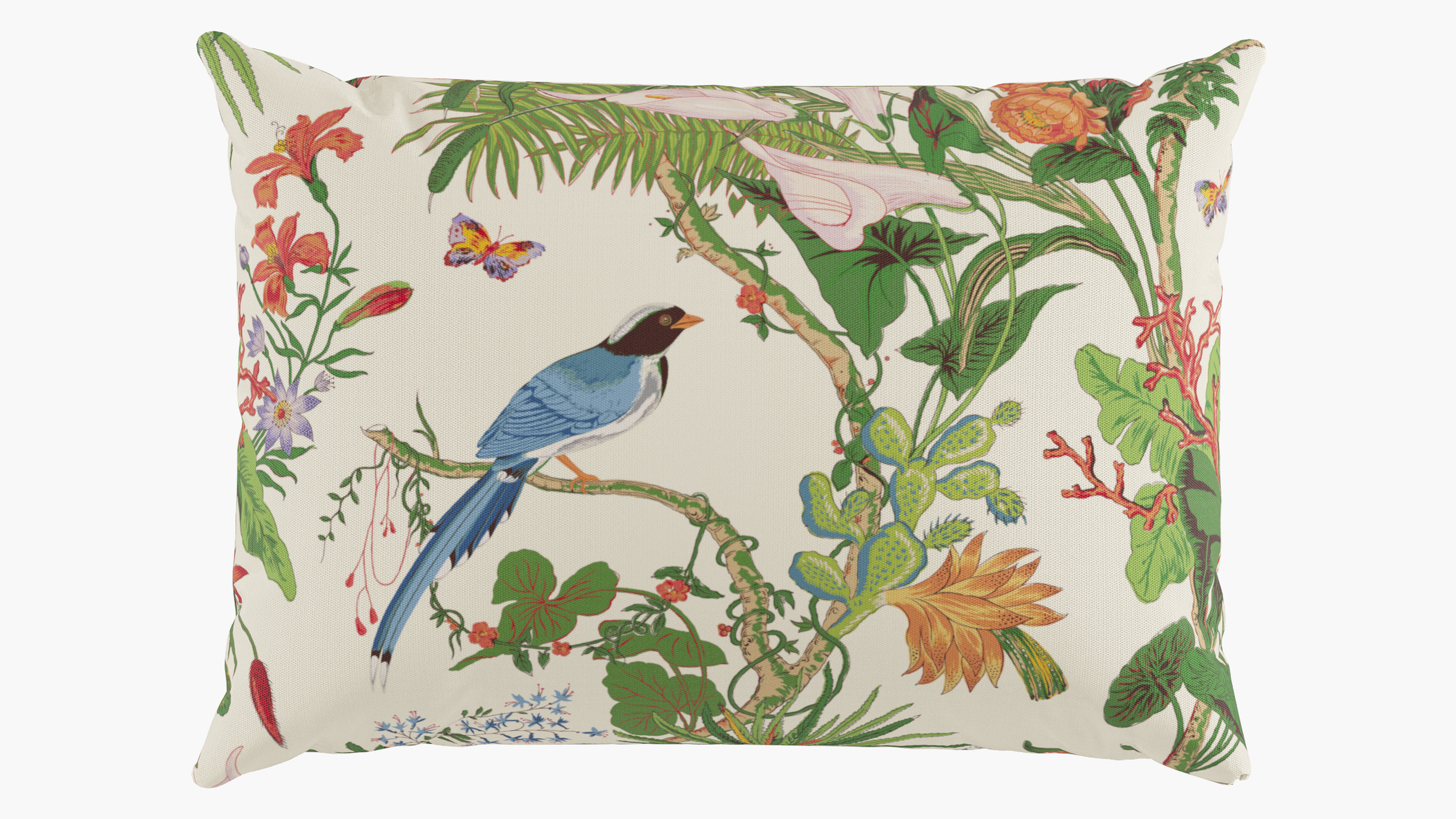 Outdoor 14" x 20" Lumbar Pillow, White Cinque Terra, 14" x 20" - The Inside