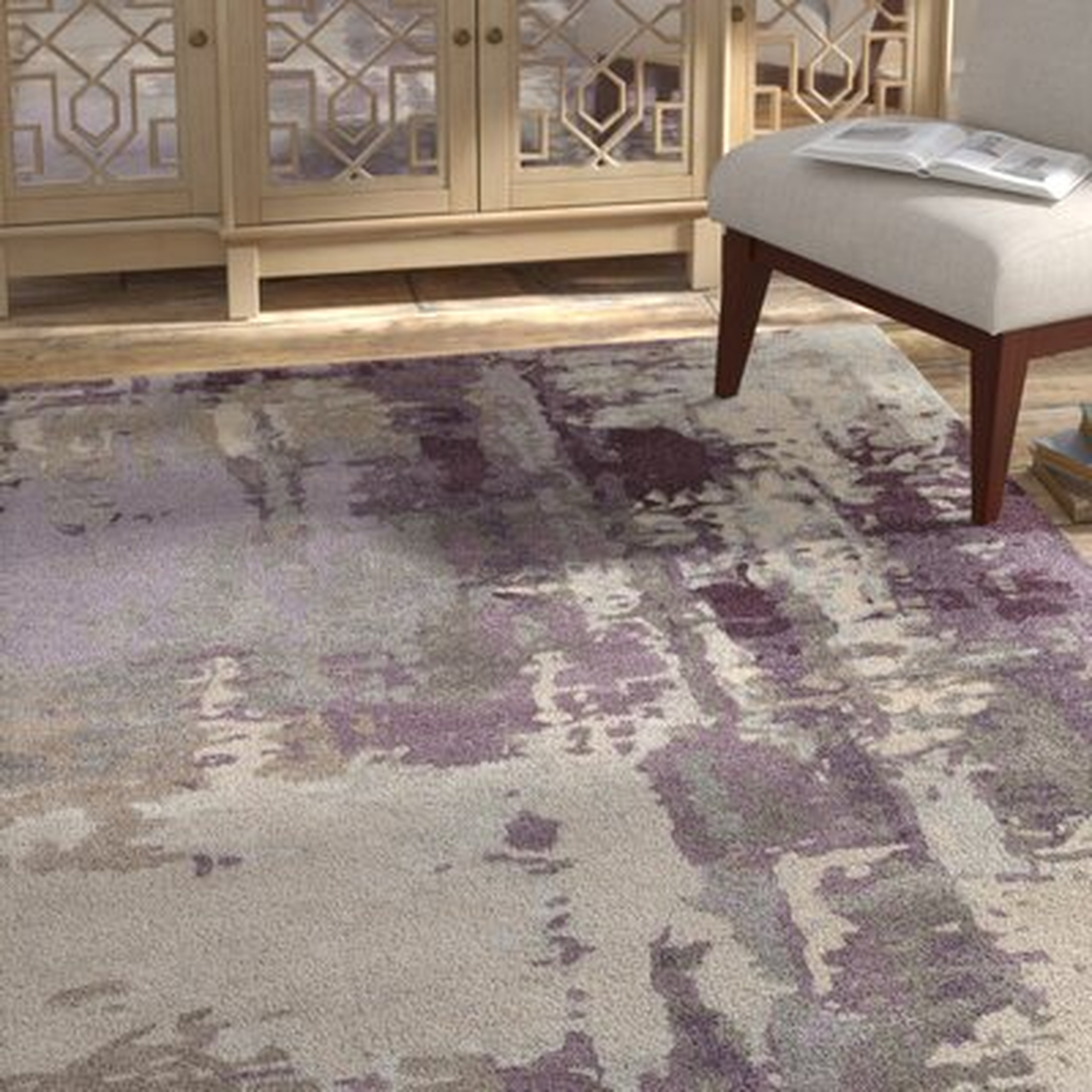 Fleishman Abstract Handmade Tufted Purple/Gray Area Rug - Wayfair