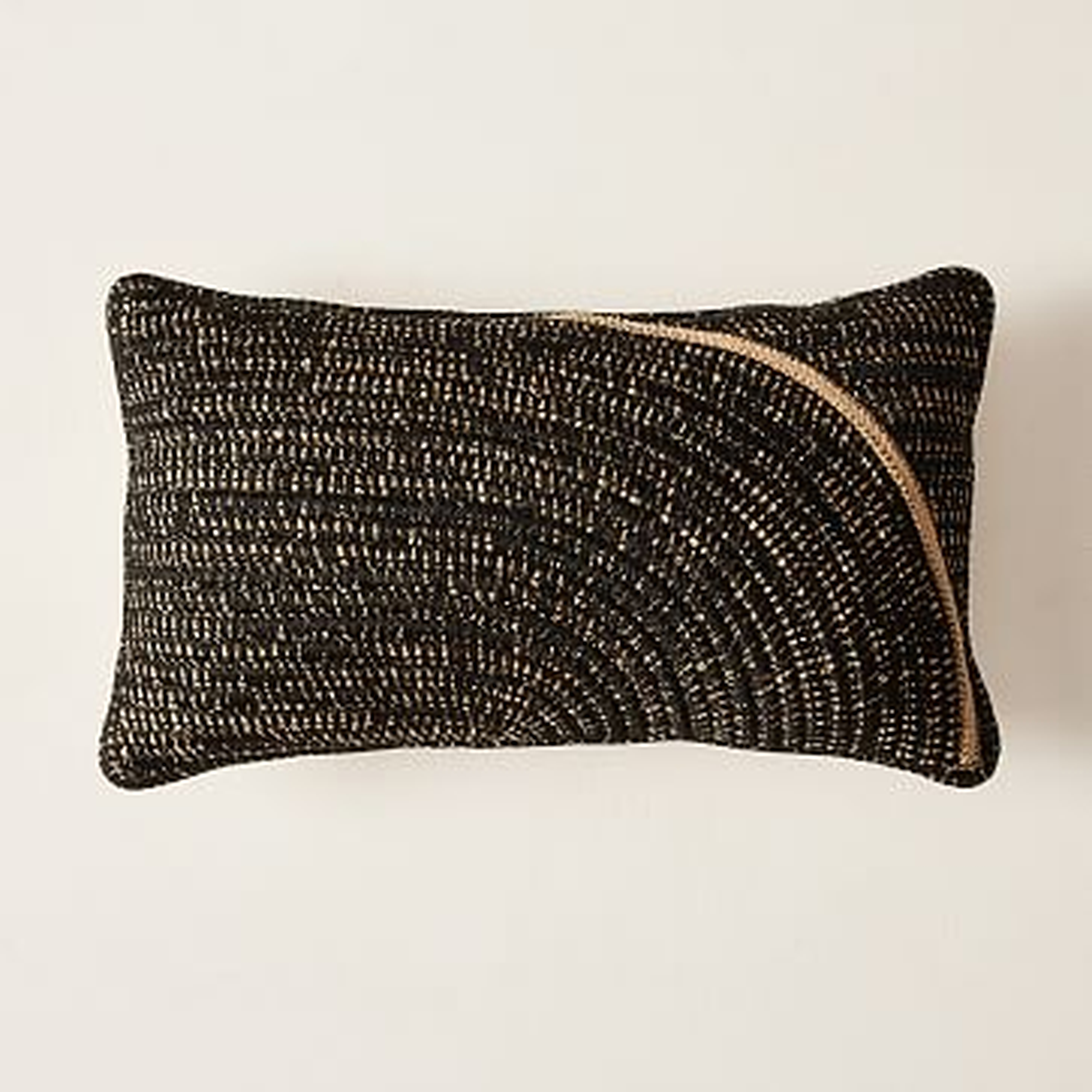 Outdoor Woven Arches Pillow, 12"x21", Black - West Elm