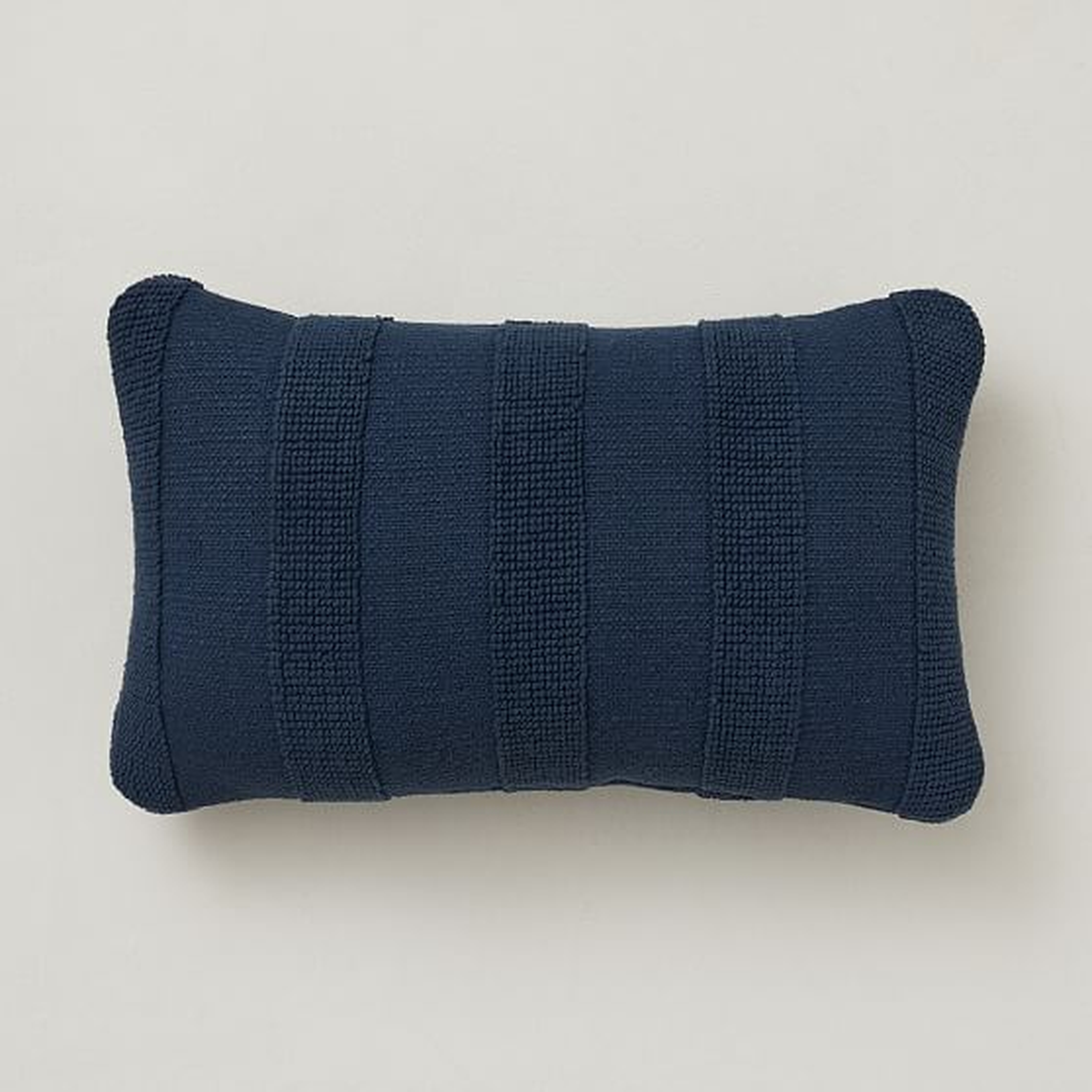 Outdoor Tufted Stripe Pillow, 12"x21", Midnight - West Elm