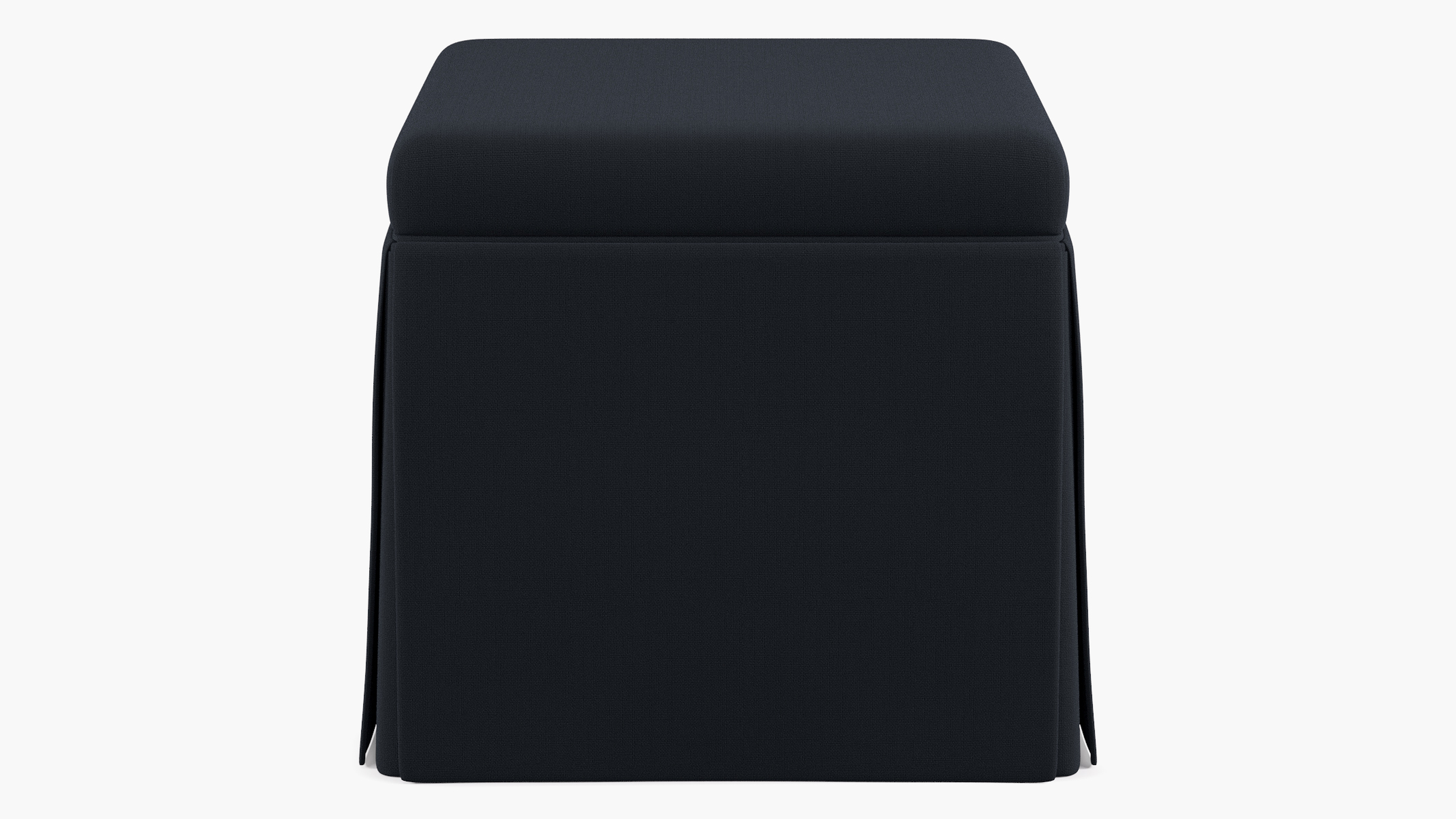 Skirted Storage Ottoman, Navy Everyday Linen - The Inside