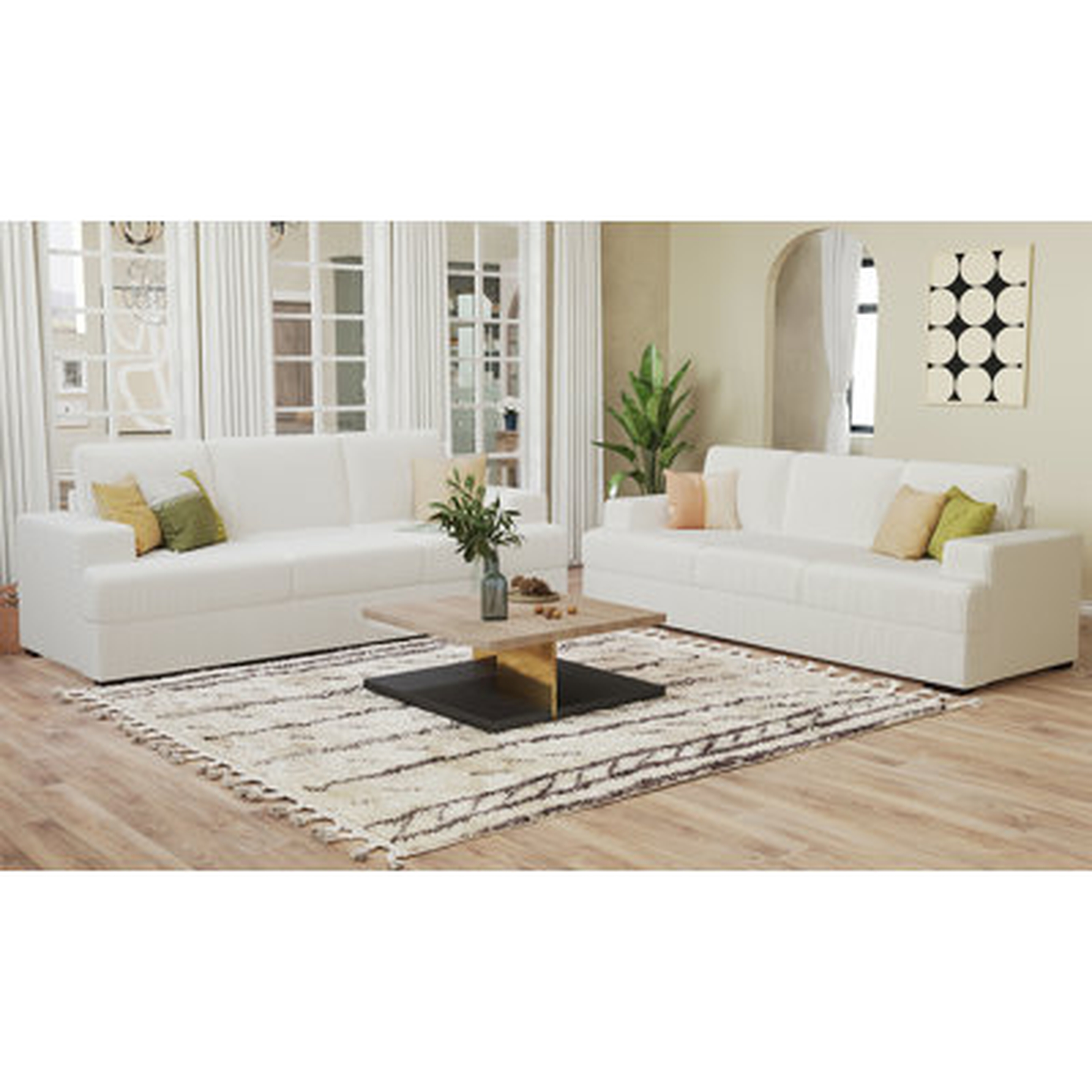 89In Comfy Sofa With Wood Legs, 3 Seater Modern Sofa-2 Piece Set, Deep Seat Couches For Living Room - Wayfair