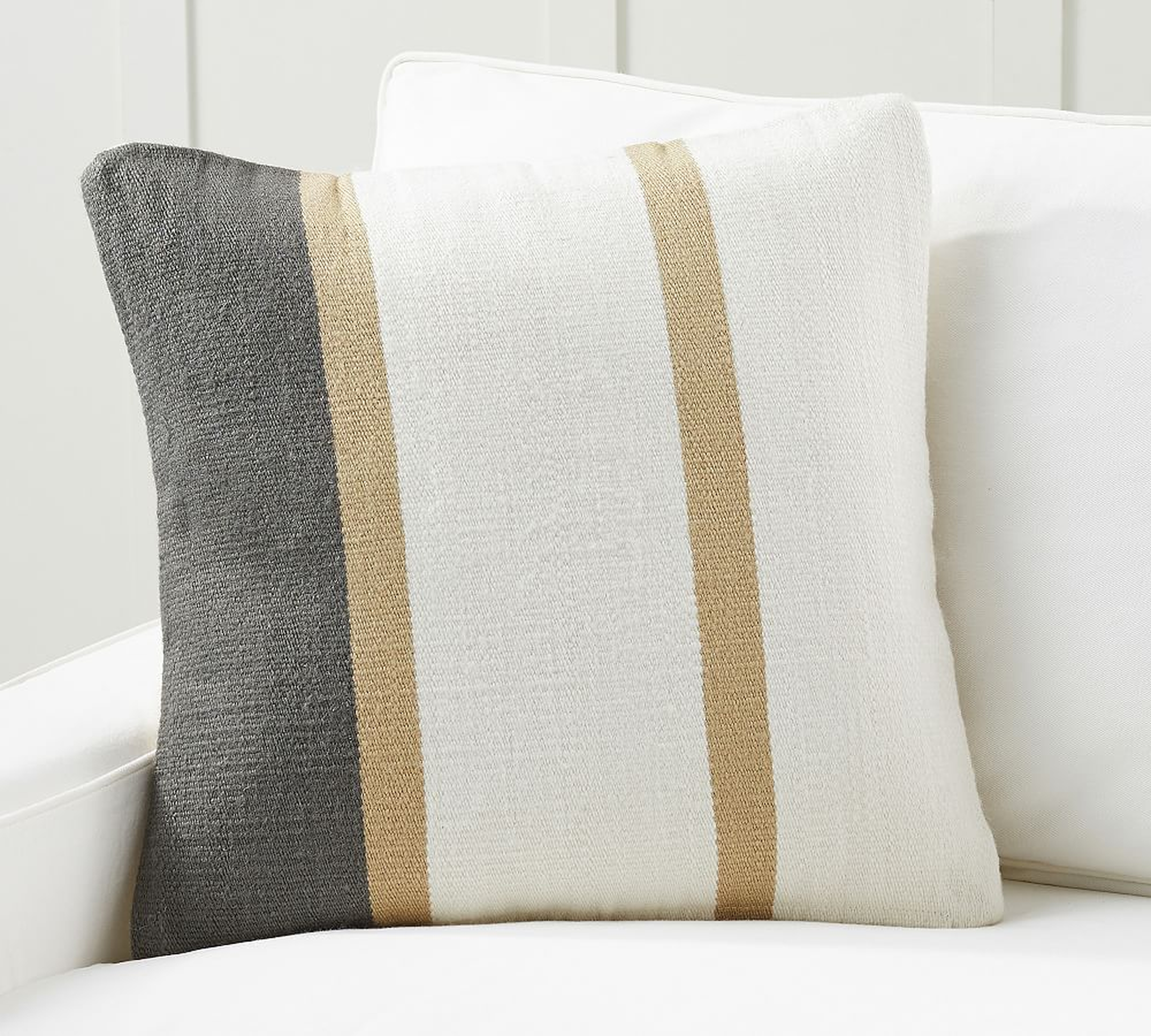 Theo Striped Pillow Cover, 22 x 22", Neutral Multi - Pottery Barn