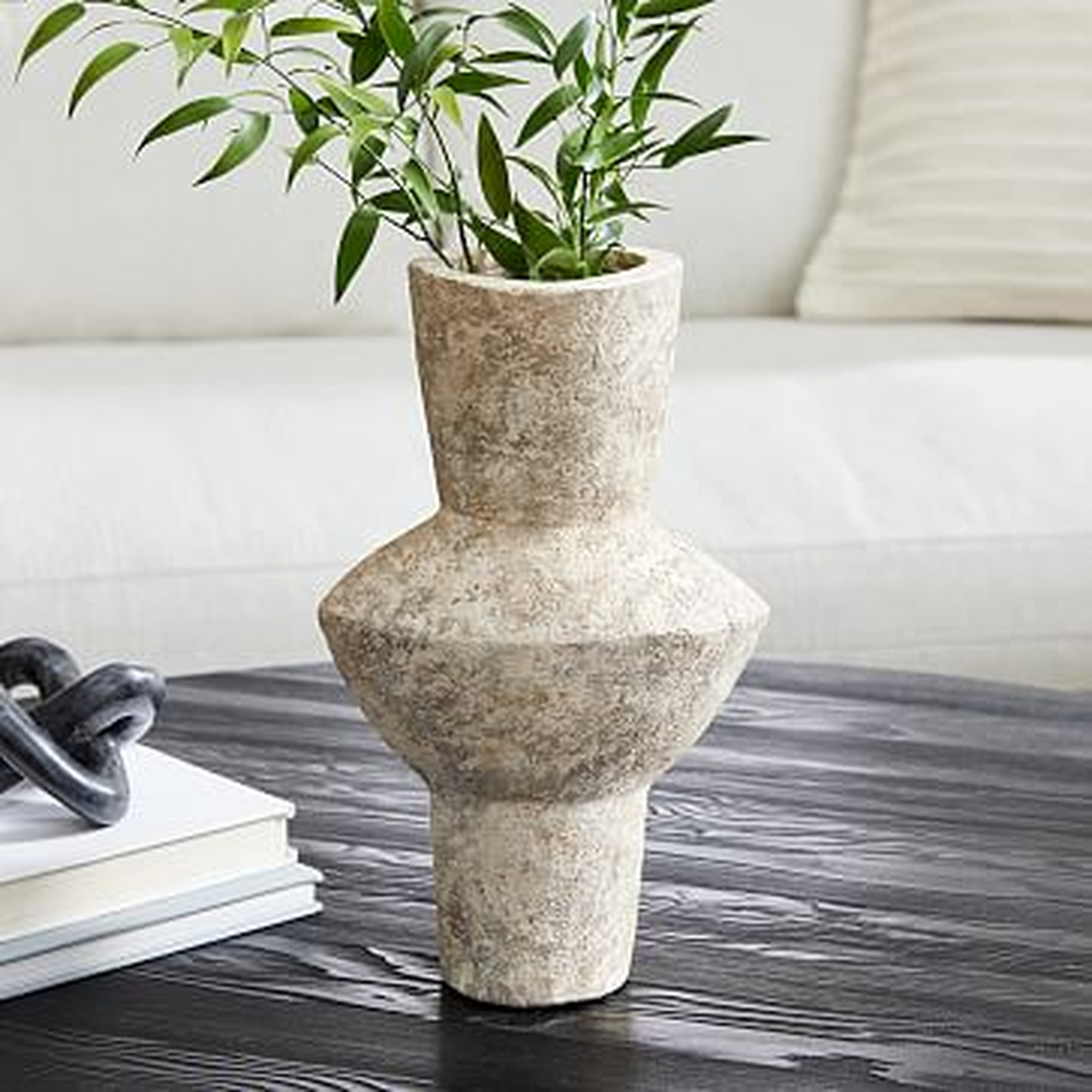 Ceramic Totem Vase, Grey, Large - West Elm